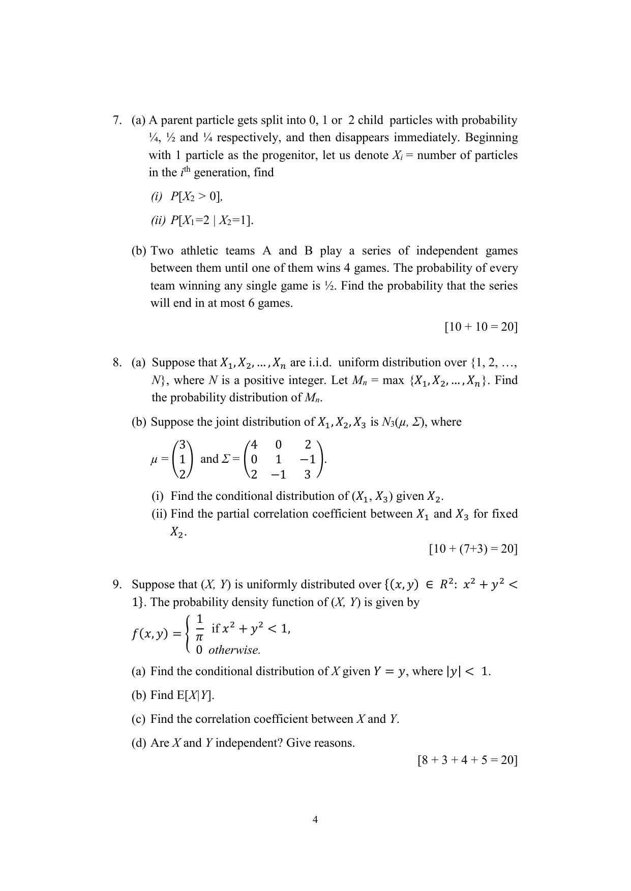 ISI Admission Test M.Tech (QROR) PQB 2021 Sample Paper - IndCareer Docs