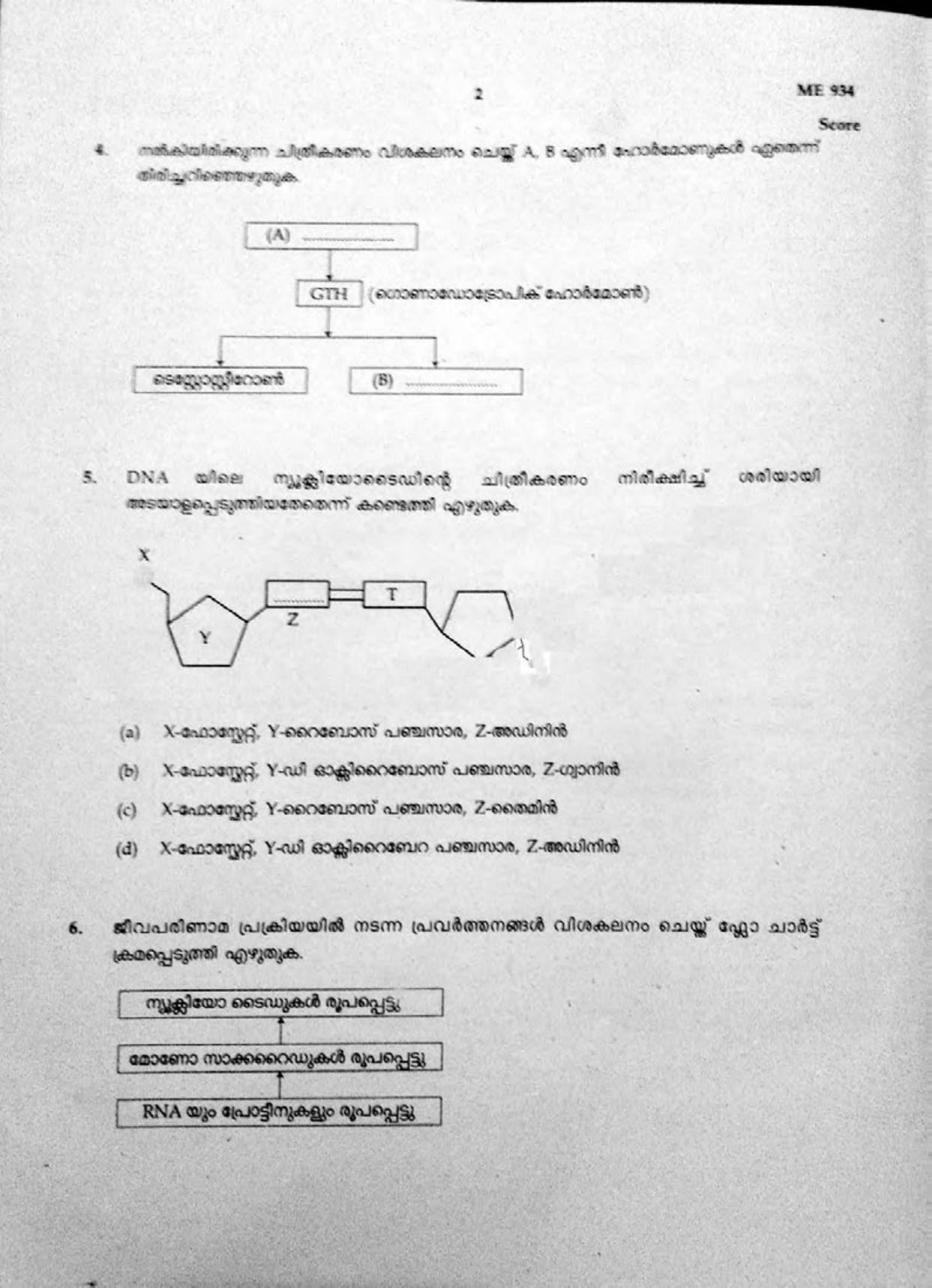 Kerala SSLC 2019  Biology Question Paper (MM) (Model) - Page 2