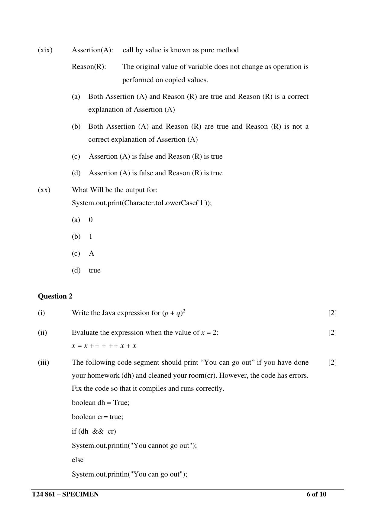 ICSE Class 10  2024 Computer Applications Sample Paper - Page 6