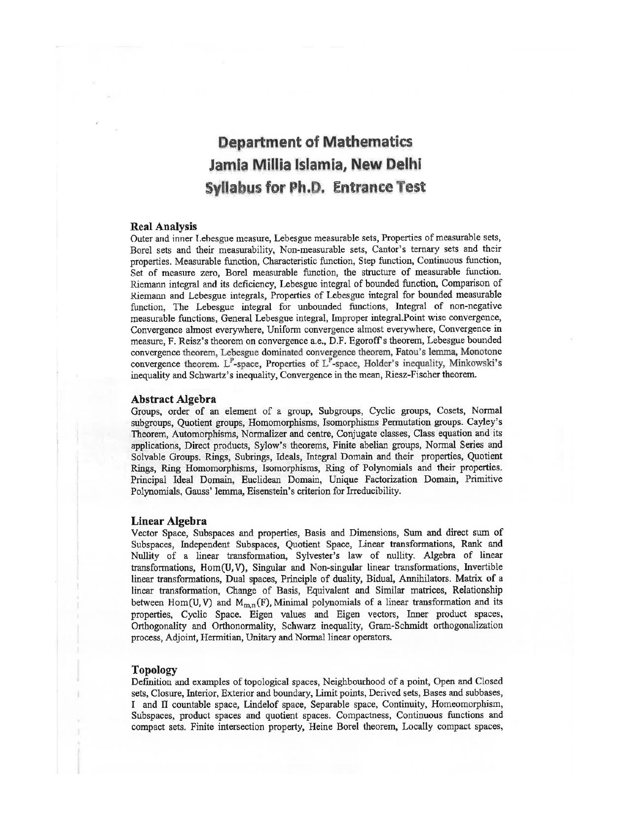 JMI Entrance Exam FACULTY OF NATURAL SCIENCES Syllabus - Page 36