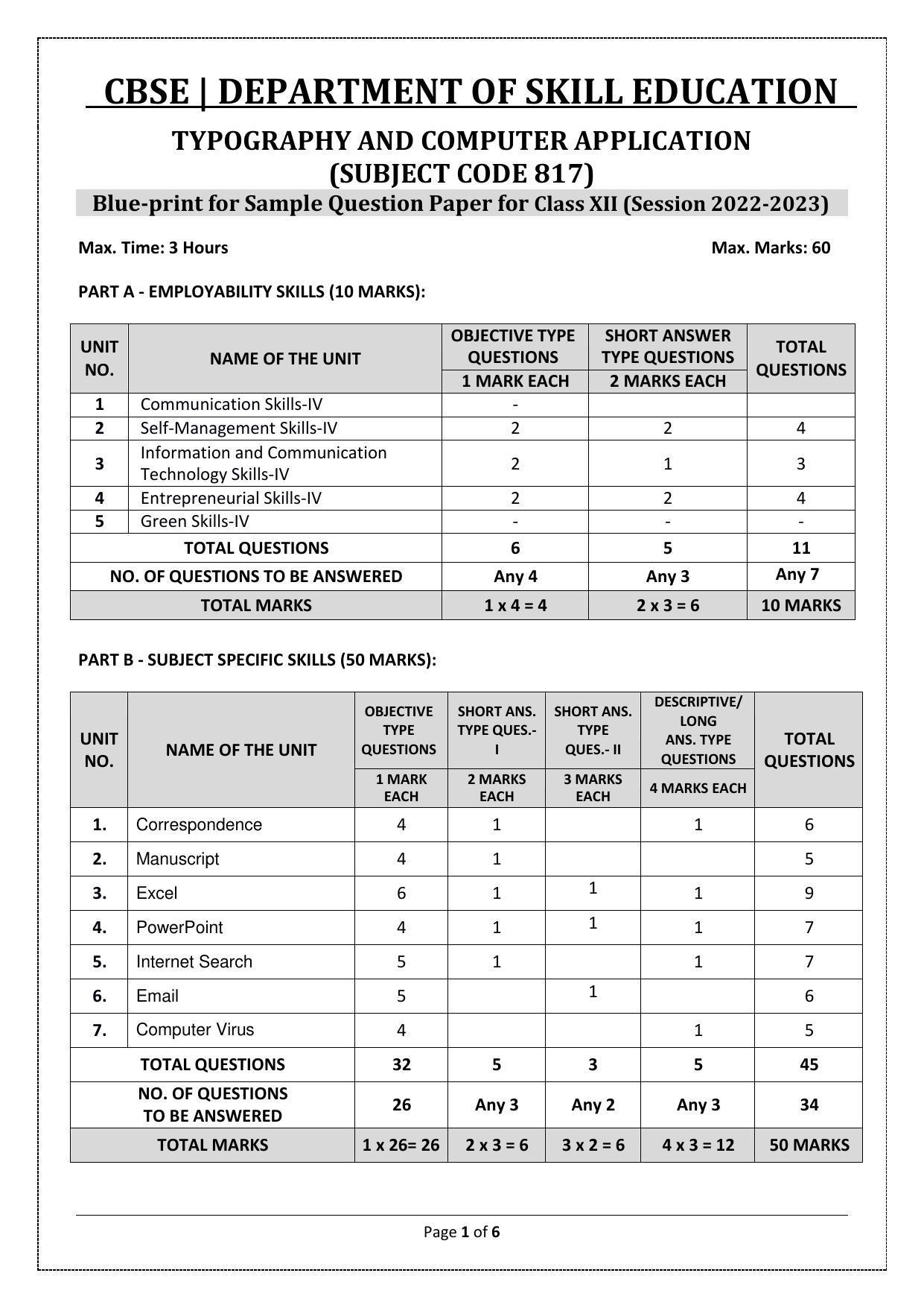 CBSE Class 12 Typography & Computer Application Sample Paper ...