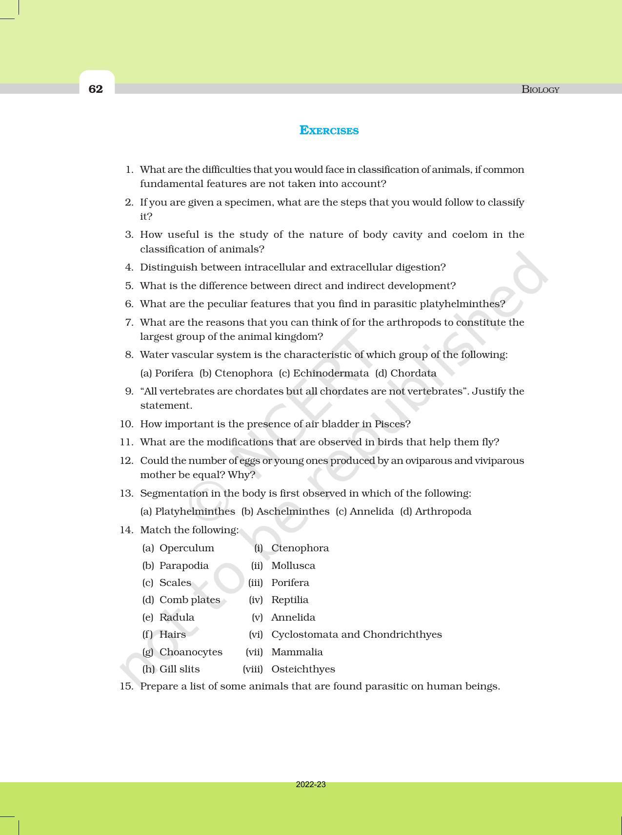 NCERT Book For Class 11 Biology Chapter 4 Animal Kingdom