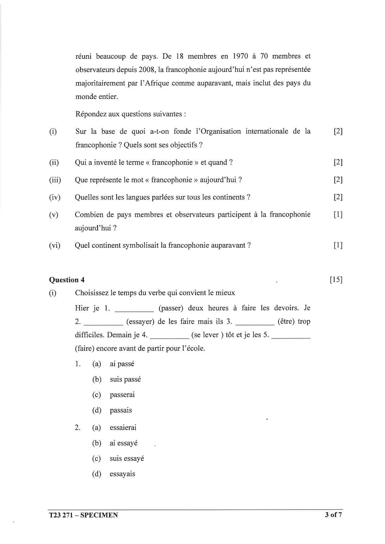 ICSE Class 10 French Sample Paper 2023 - Page 3