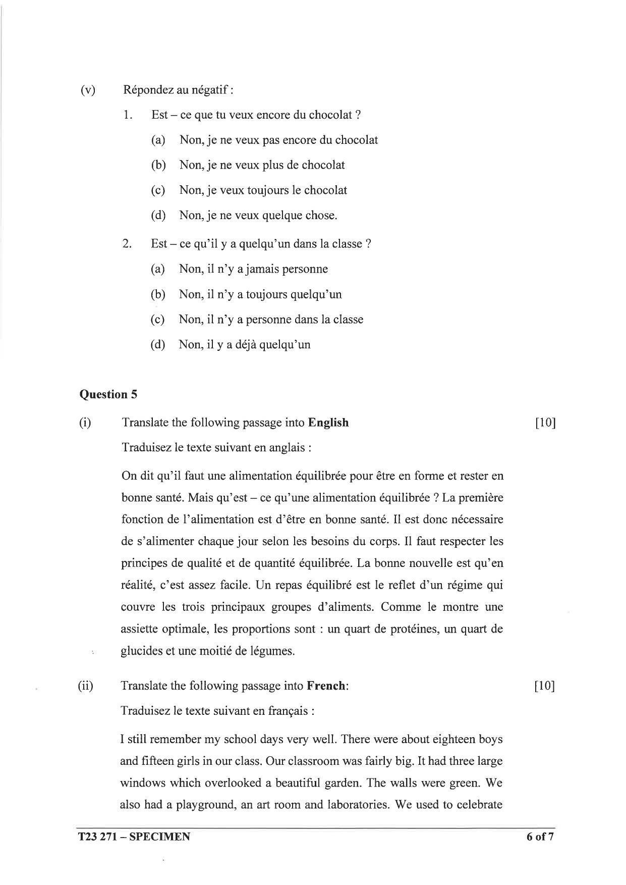 ICSE Class 10 French Sample Paper 2023 - Page 6