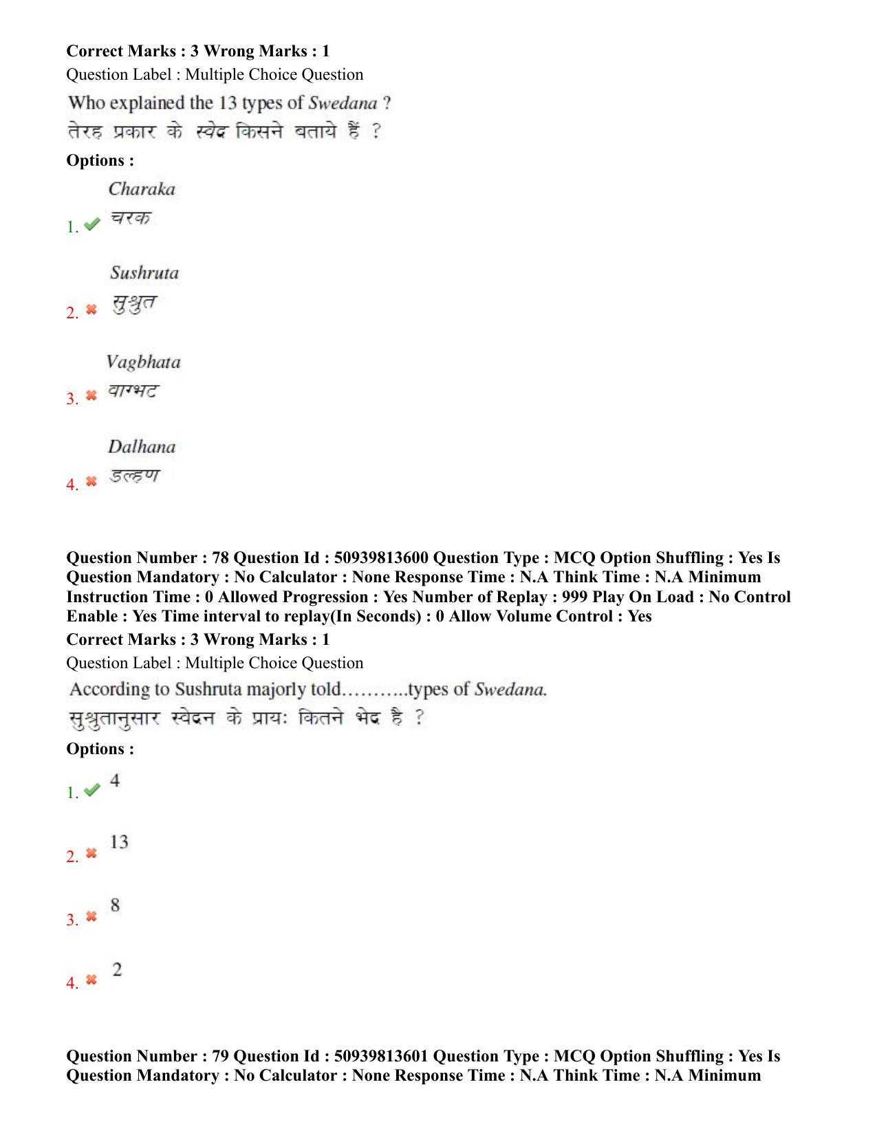 BHU RET Panchakarma 2020 Question Paper  - Page 49