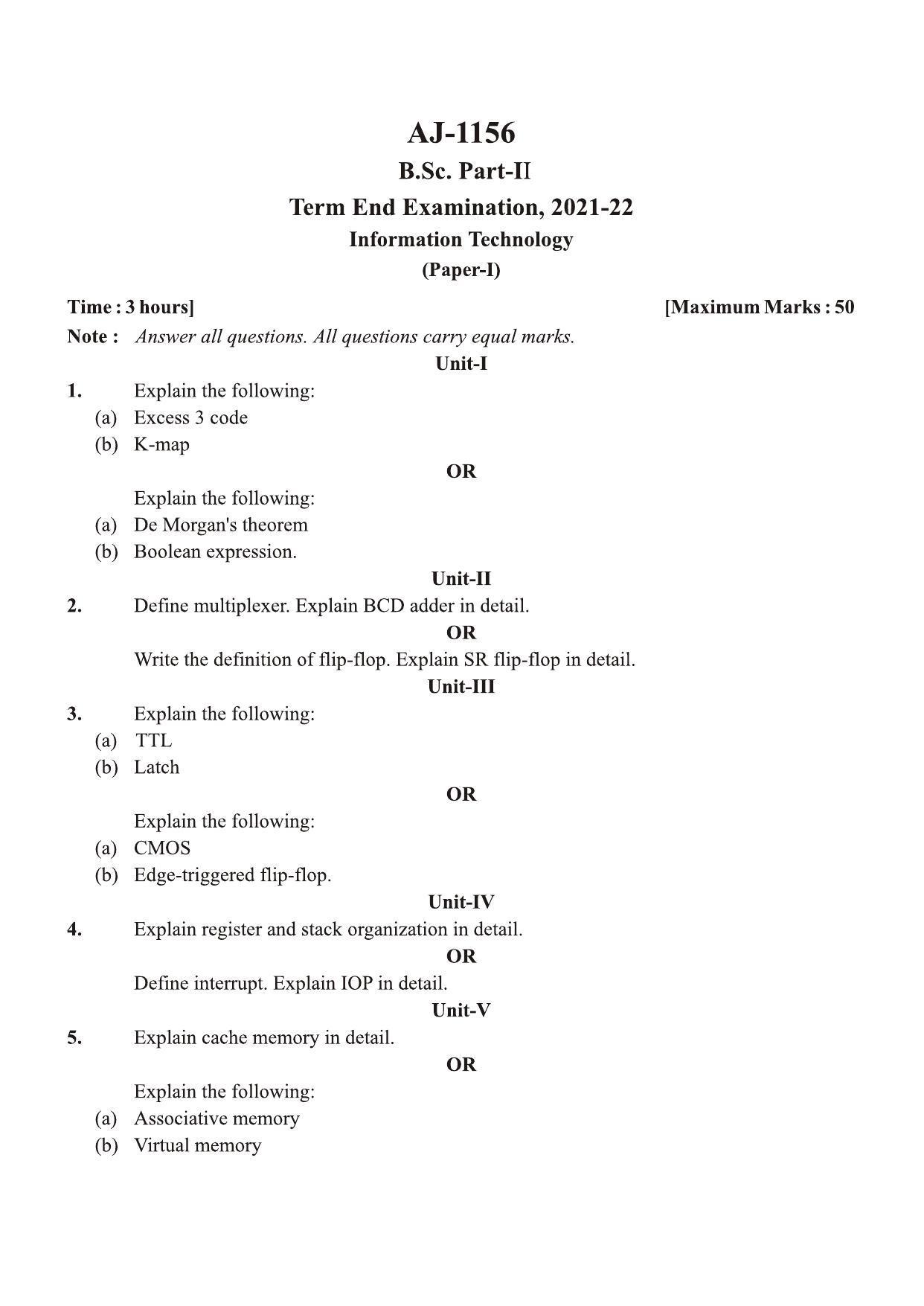 bilaspur-university-question-paper-2021-2022-b-sc-part-ii-two