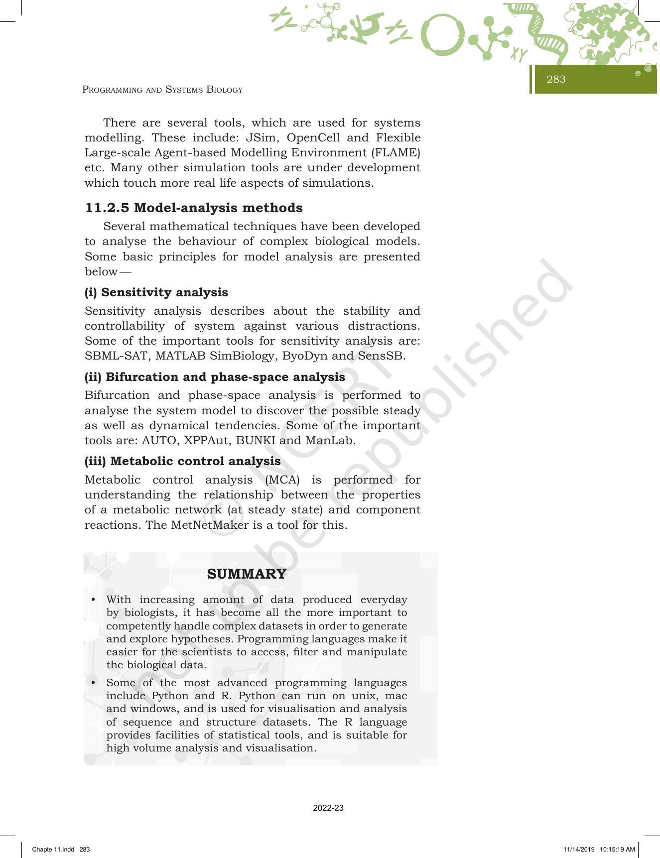 NCERT Book for Class 11 Biotechnology Chapter 11 Programming and Systems Biology - Page 8