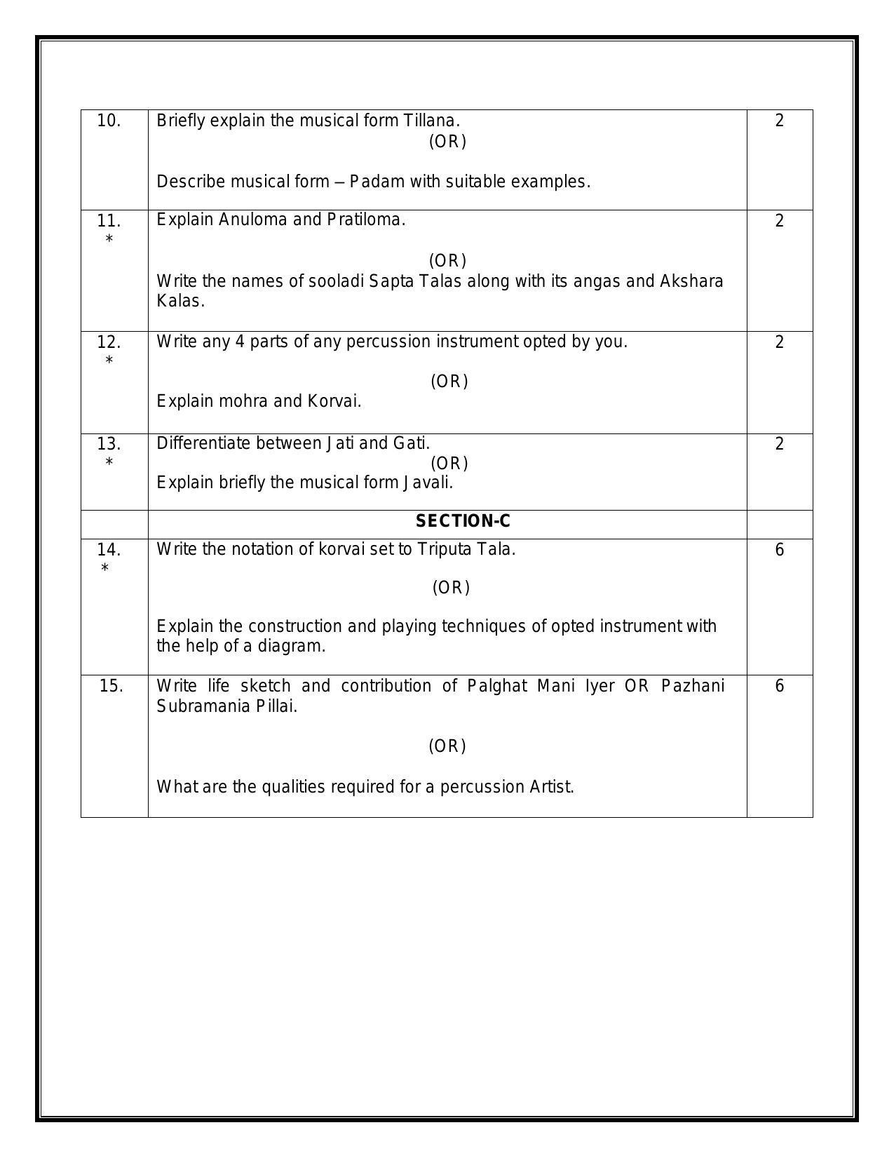 CBSE Class 12 Carnatic Percussion Sample Paper 2024 IndCareer Docs