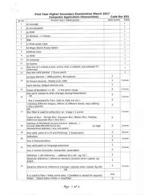 Kerala Plus One 2017 Computer Application (Humanities) Answer Key