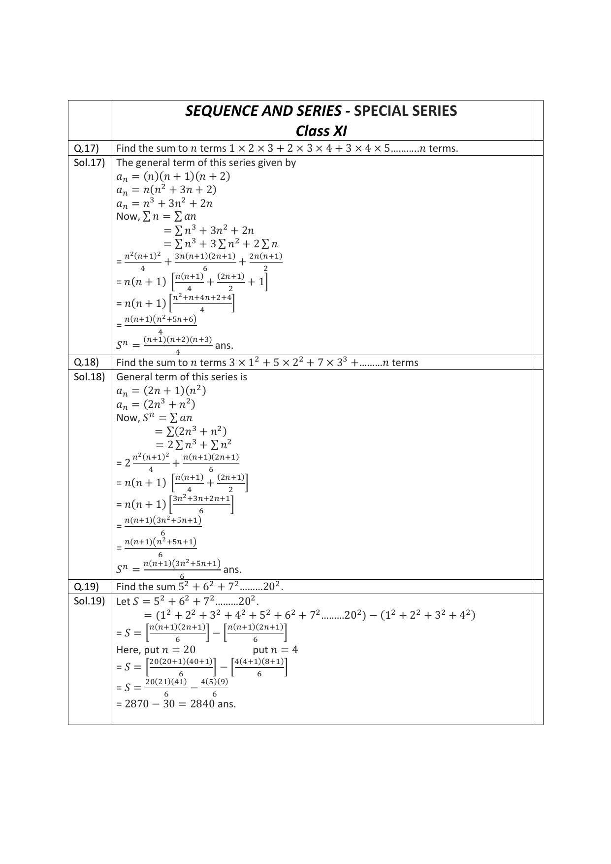 CBSE Worksheets for Class 11 Mathematics Sequences and Series Assignment 5 - Page 1