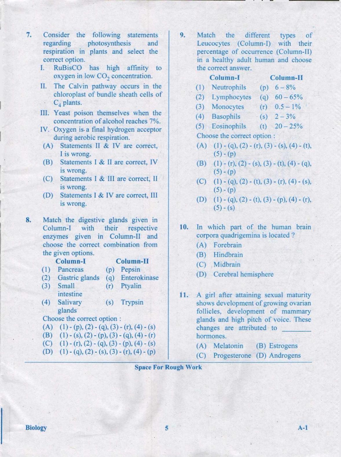 KCET Biology 2020 Question Papers - Page 5