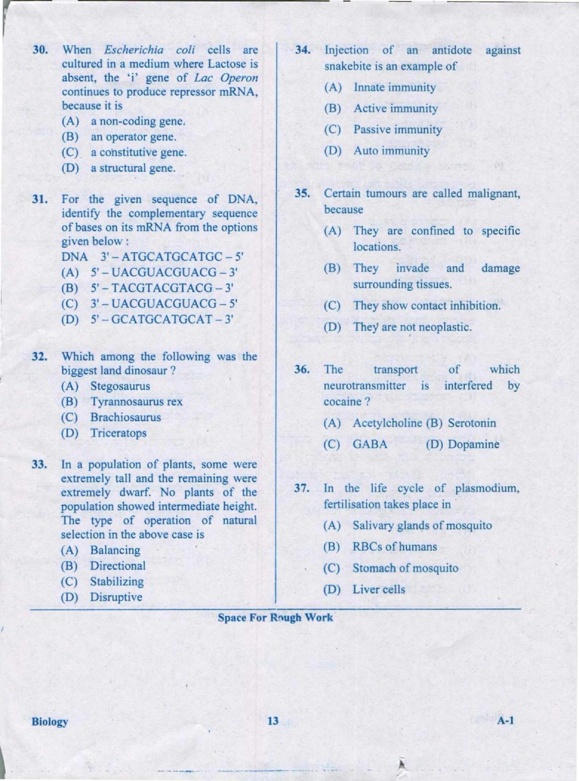 KCET Biology 2020 Question Papers - Page 13