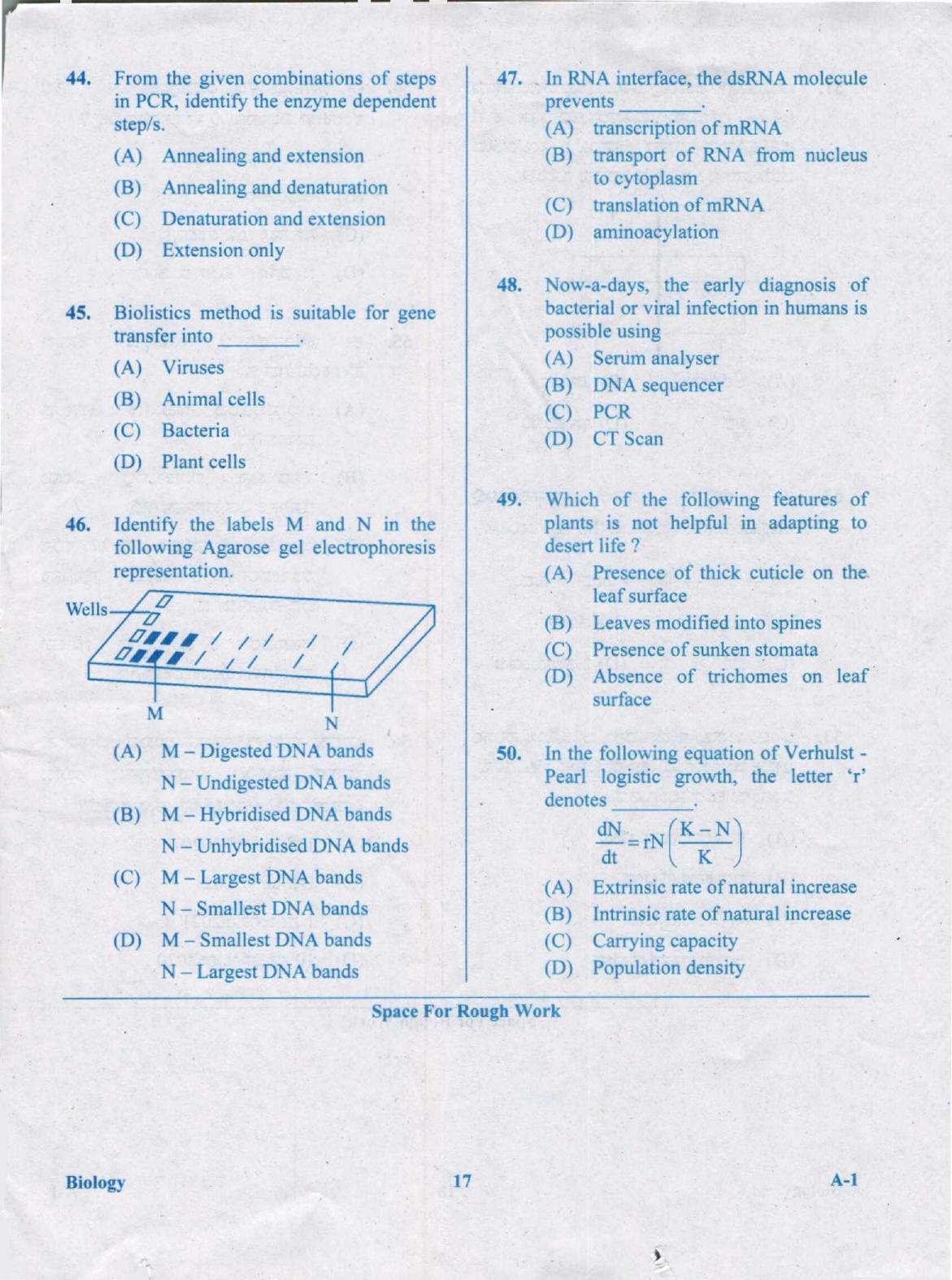 KCET Biology 2020 Question Papers - Page 17