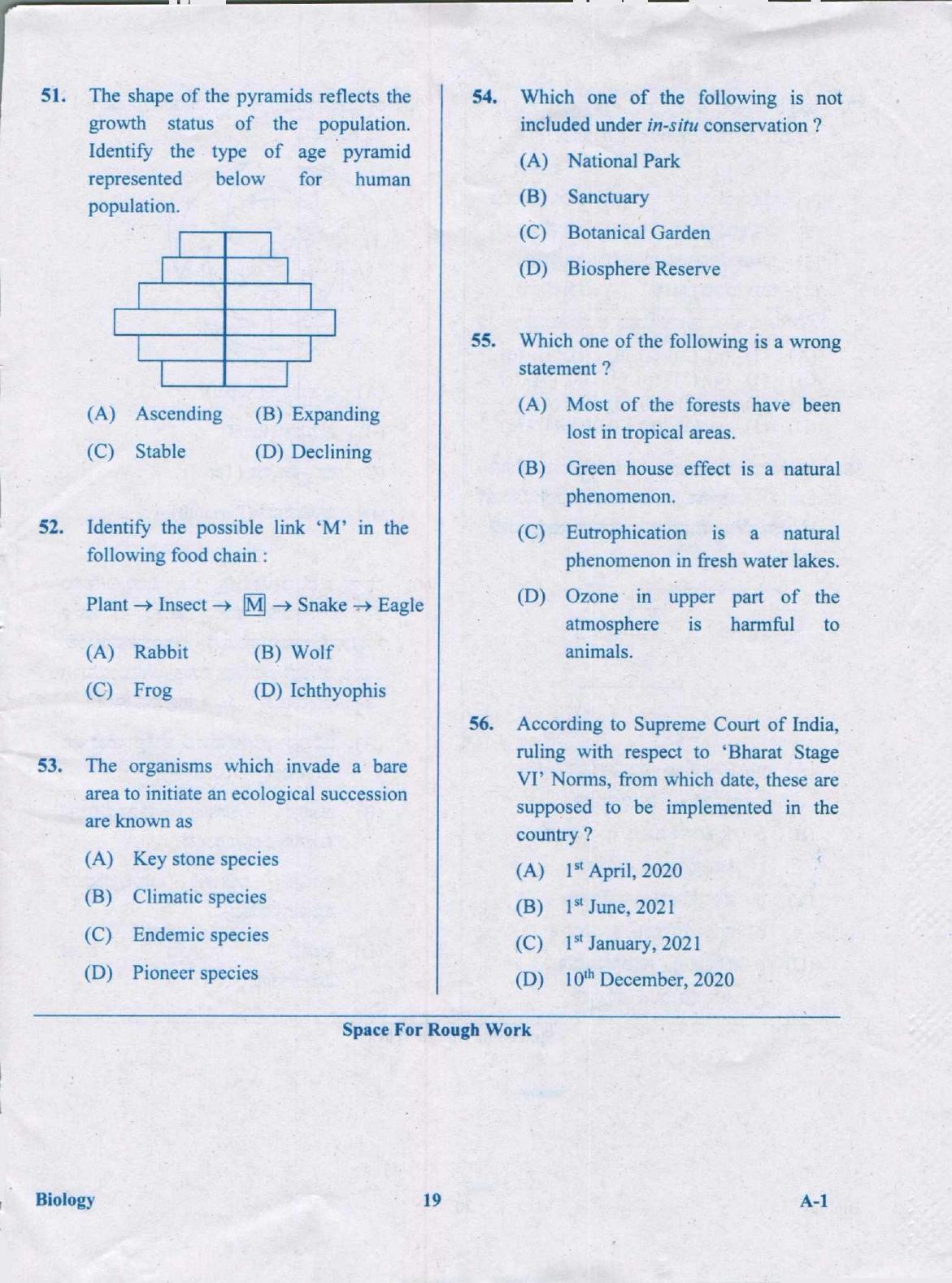 KCET Biology 2020 Question Papers - Page 19