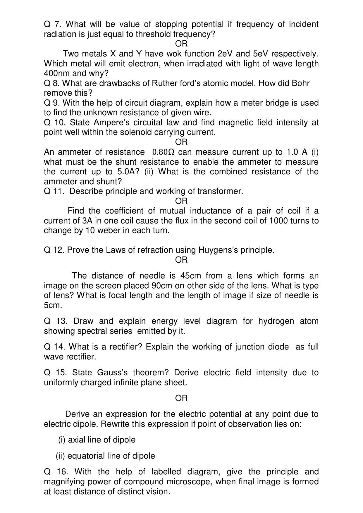 Pseb Class 12th Physics Paper 2024 Pdf Punjab Board 12th Physics Sample Paper Indcareer 0165