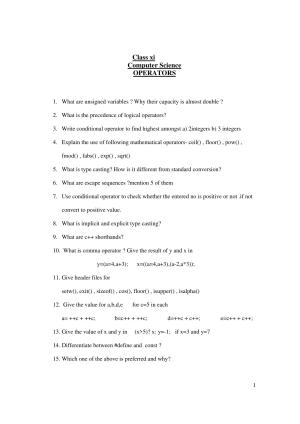 CBSE Worksheets for Class 11 Computer Science Assignment 9