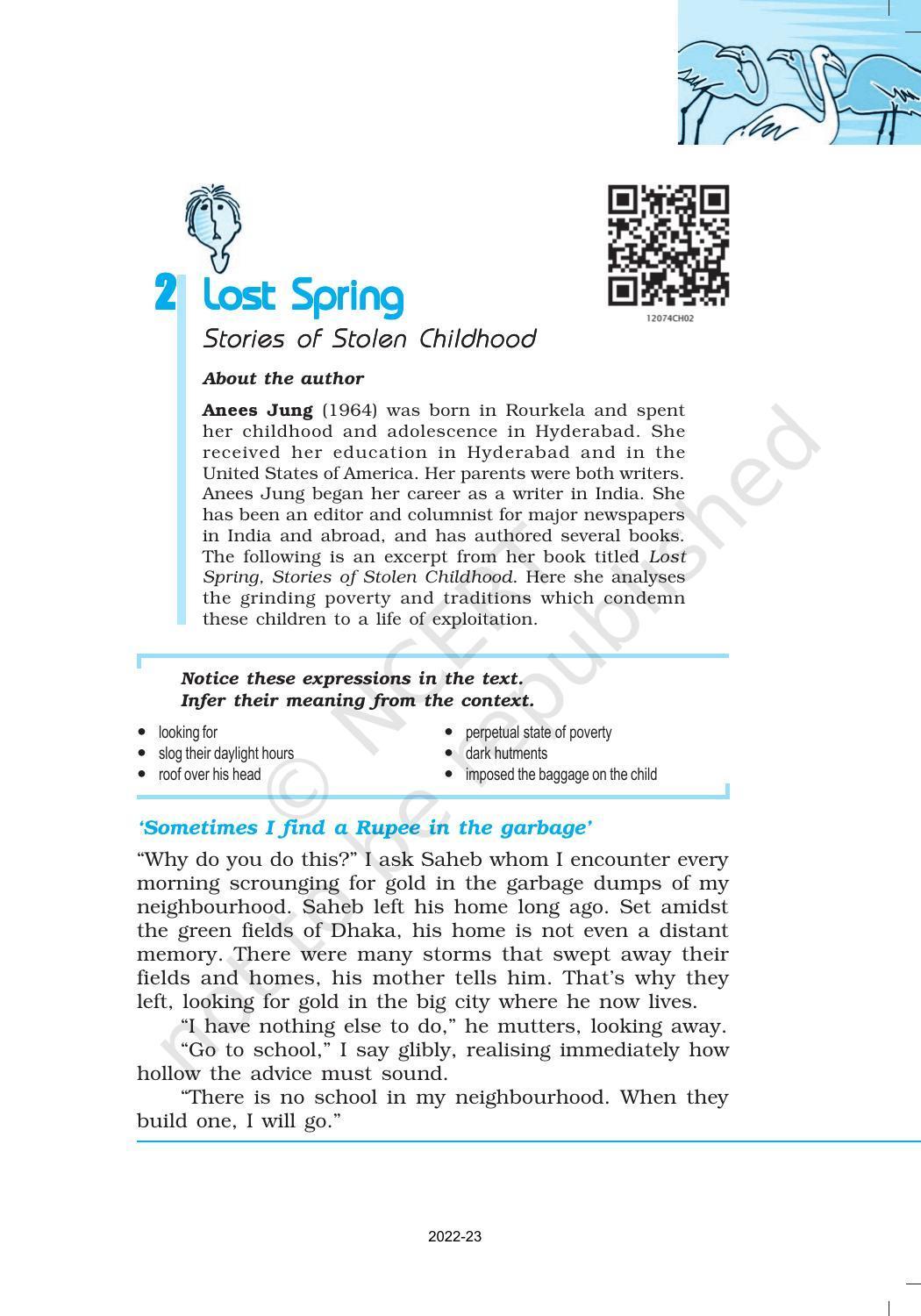 NCERT Book for Class 12 English Chapter 2 Lost Spring - Page 1