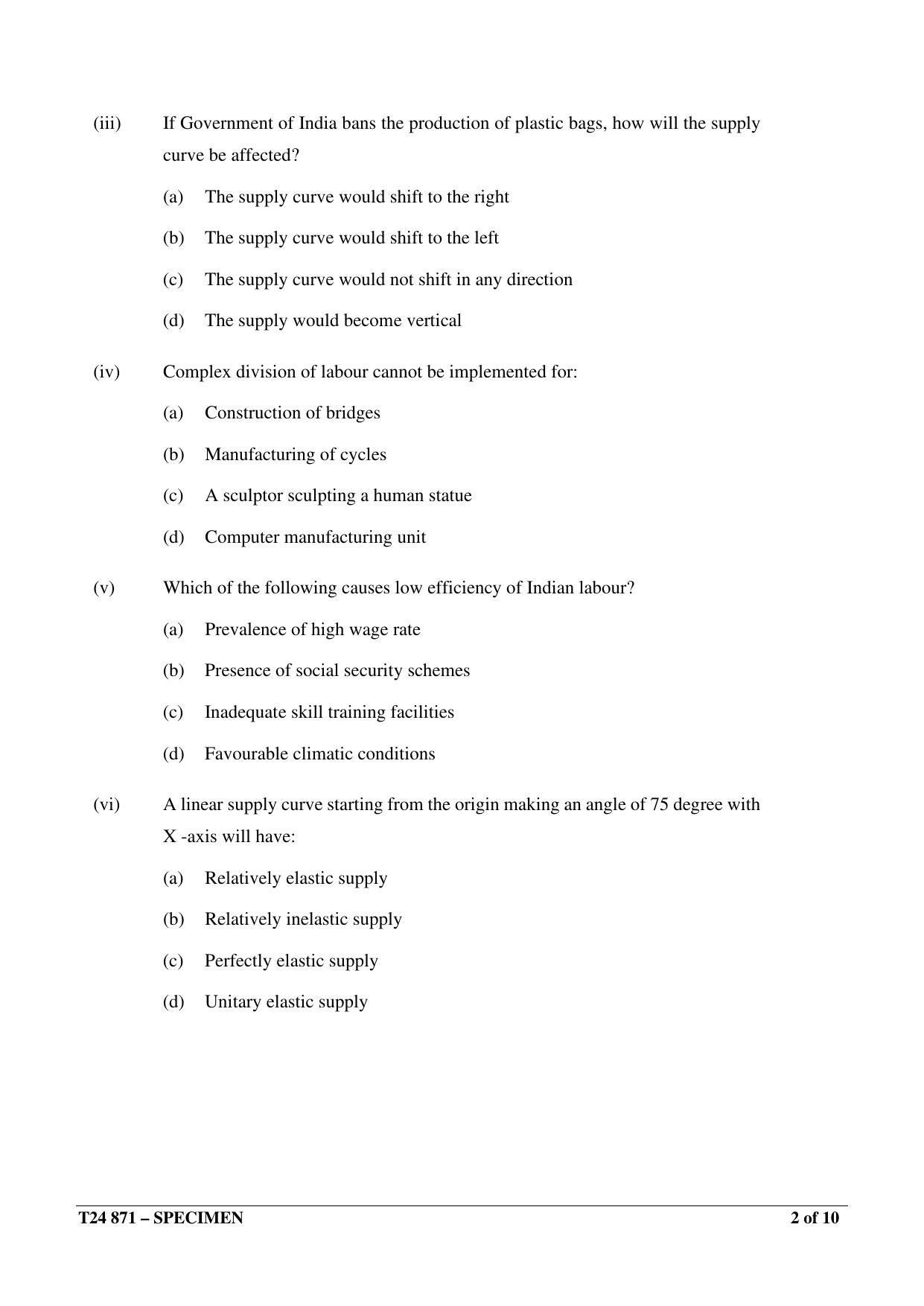 ICSE Class 10  2024 Economic Applications Sample Paper - Page 2