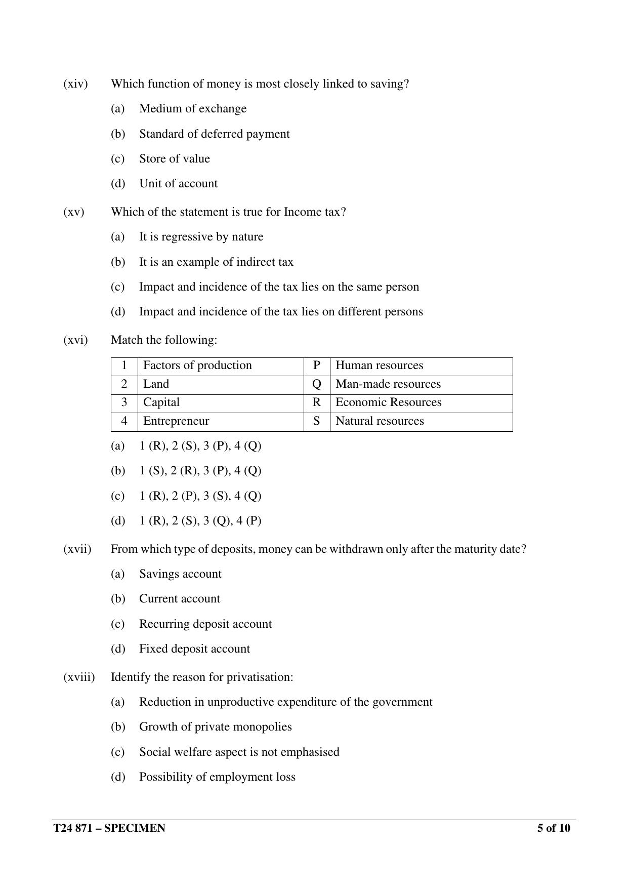 ICSE Class 10  2024 Economic Applications Sample Paper - Page 5