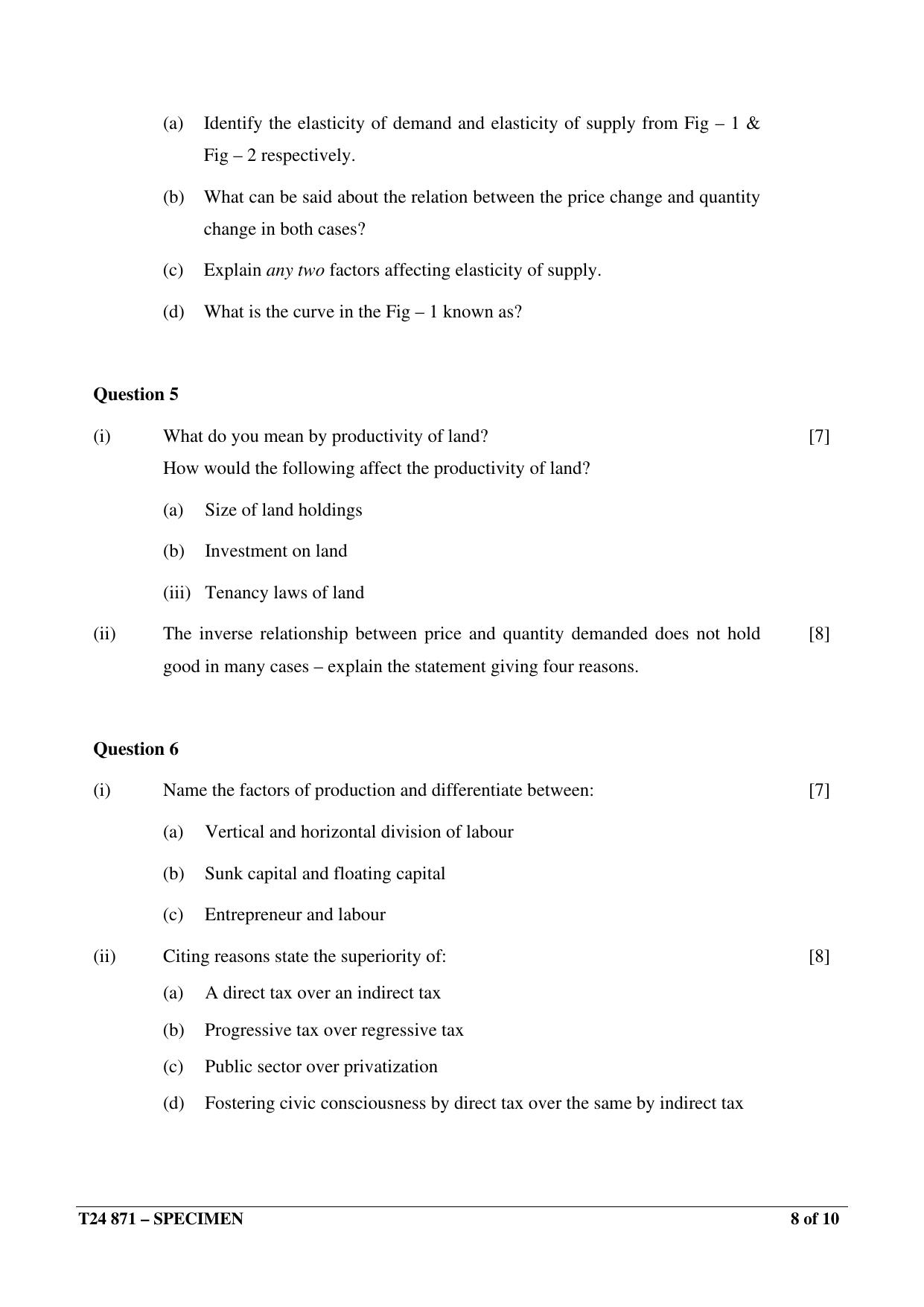 ICSE Class 10  2024 Economic Applications Sample Paper - Page 8