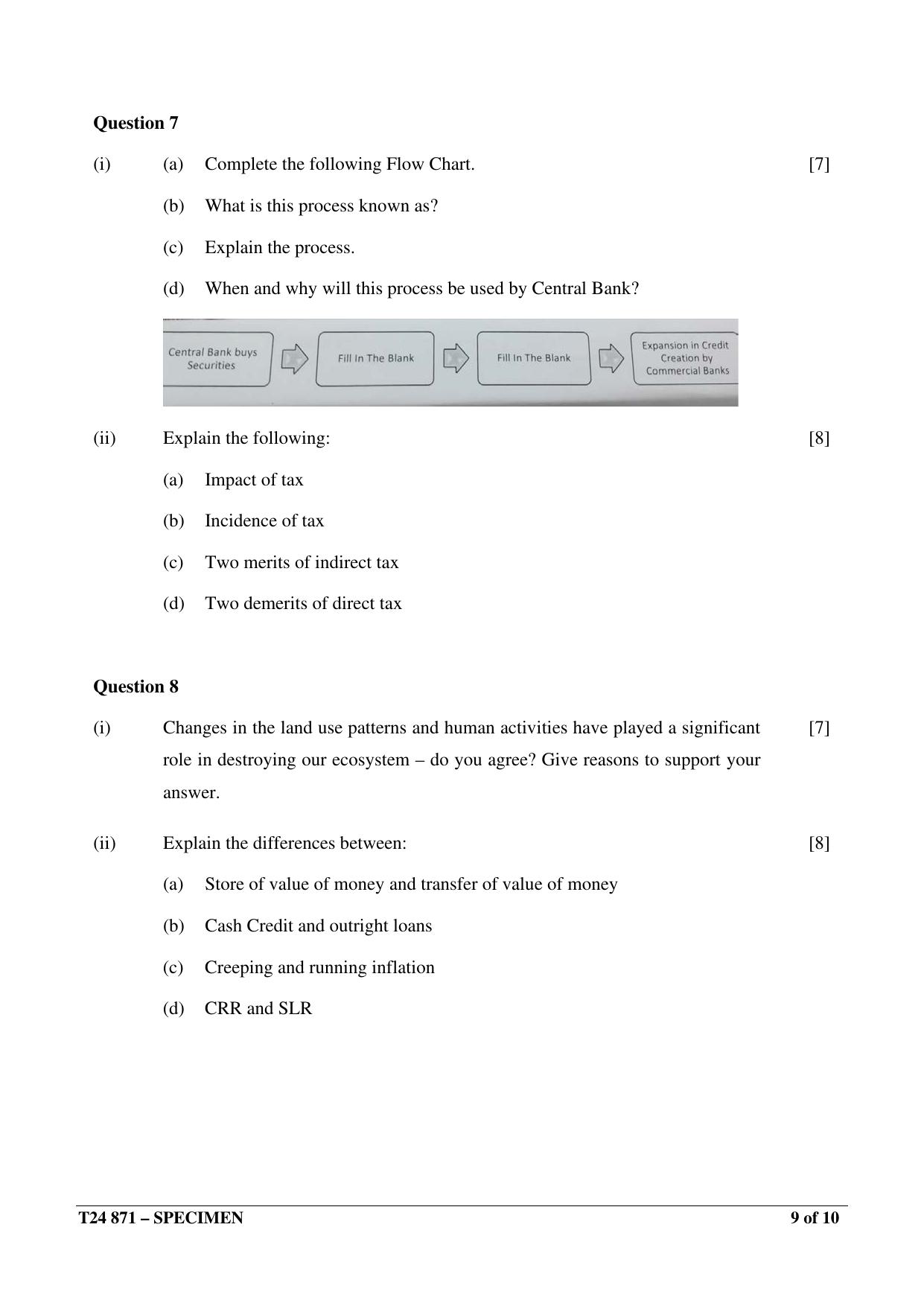 ICSE Class 10  2024 Economic Applications Sample Paper - Page 9