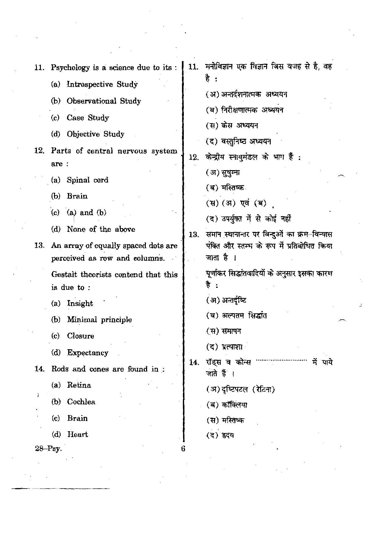 URATPG Psychology 2012 Question Paper - Page 6