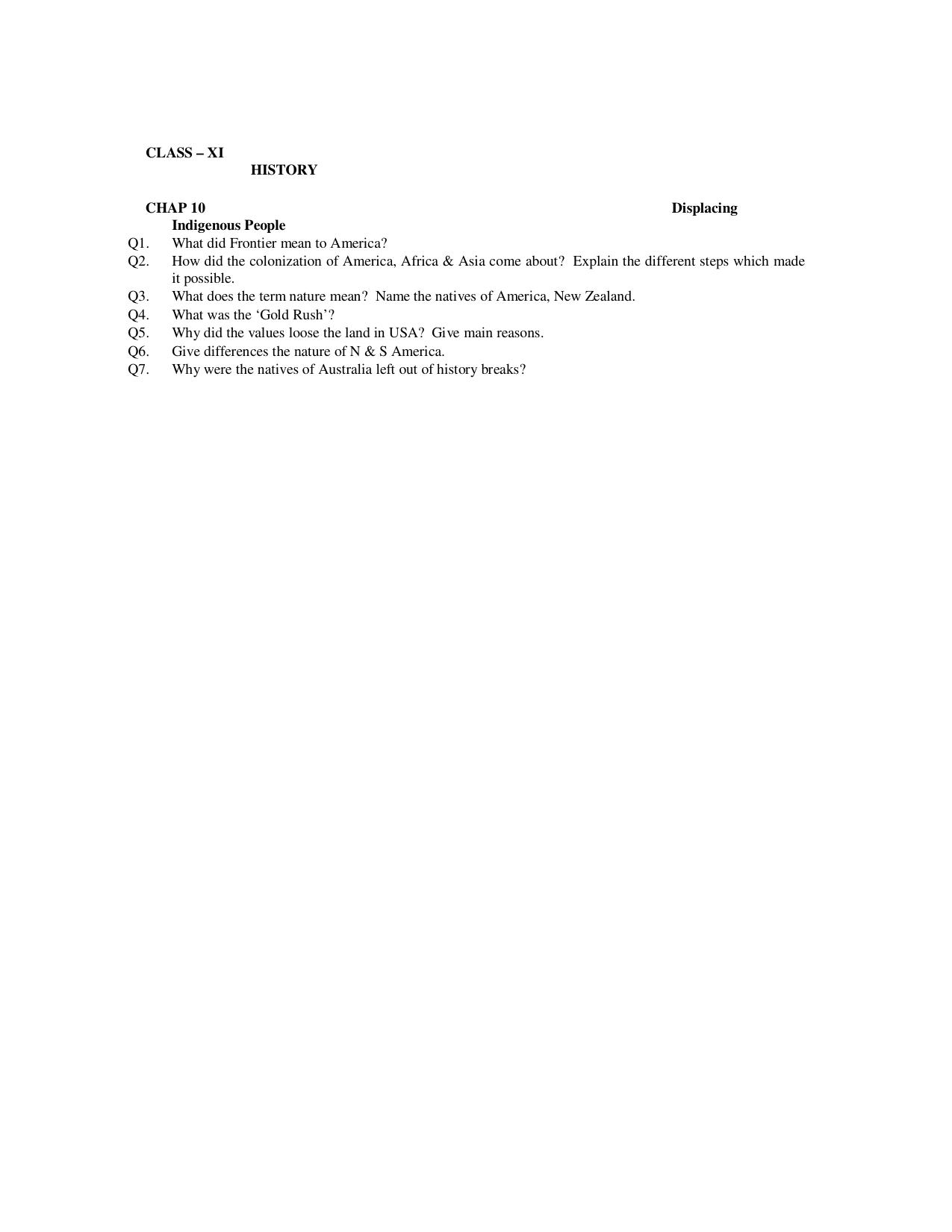 CBSE Worksheets for Class 11 History Assignment 10 - Page 1