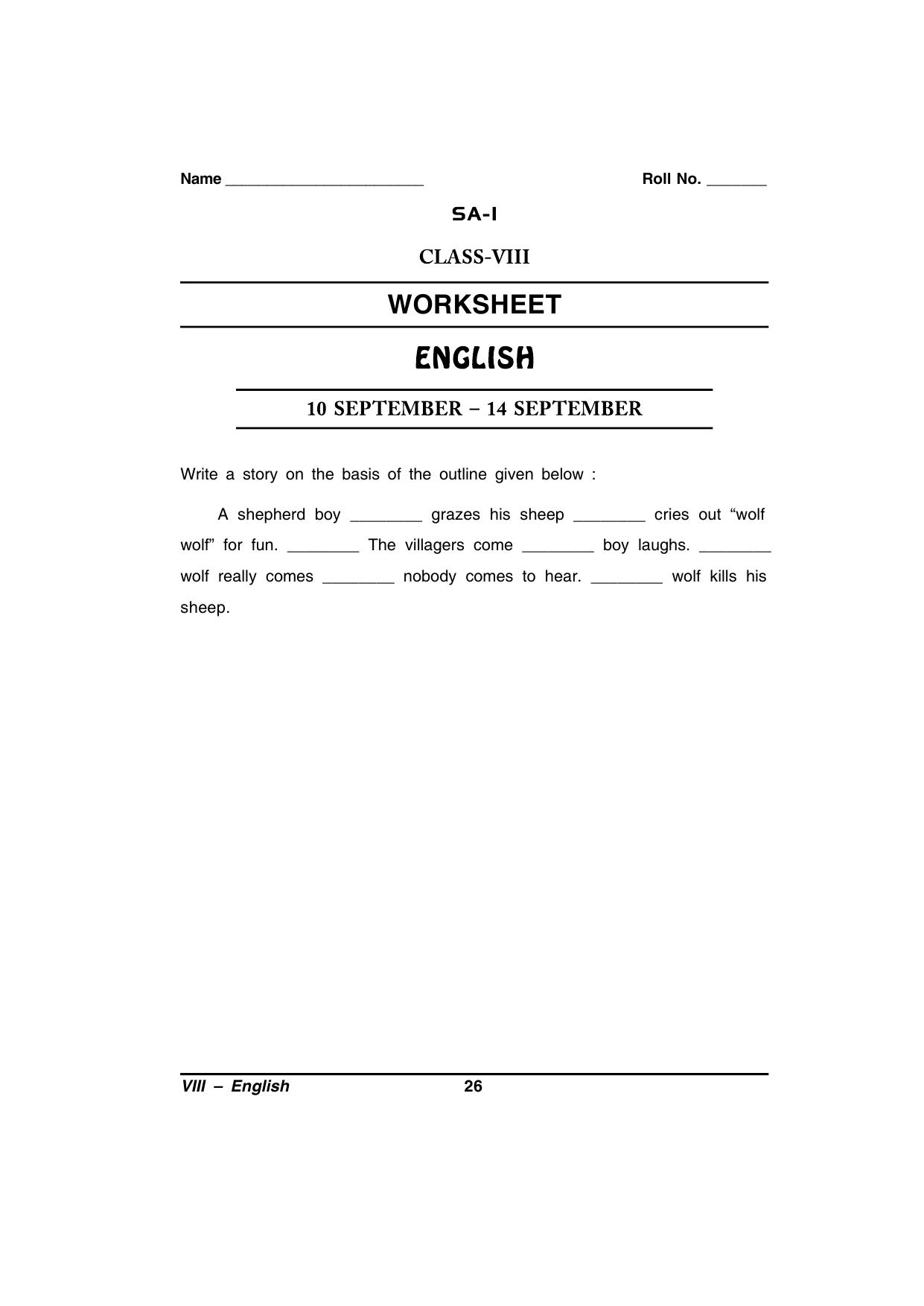 CBSE Worksheets for Class 8 English Assignment 80 - Page 1
