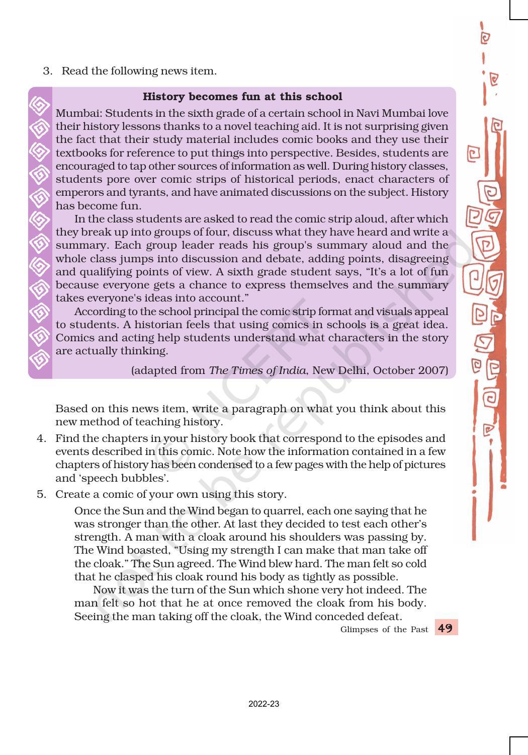 NCERT Book For Class 8 English Chapter 3 Glimpses Of The Past