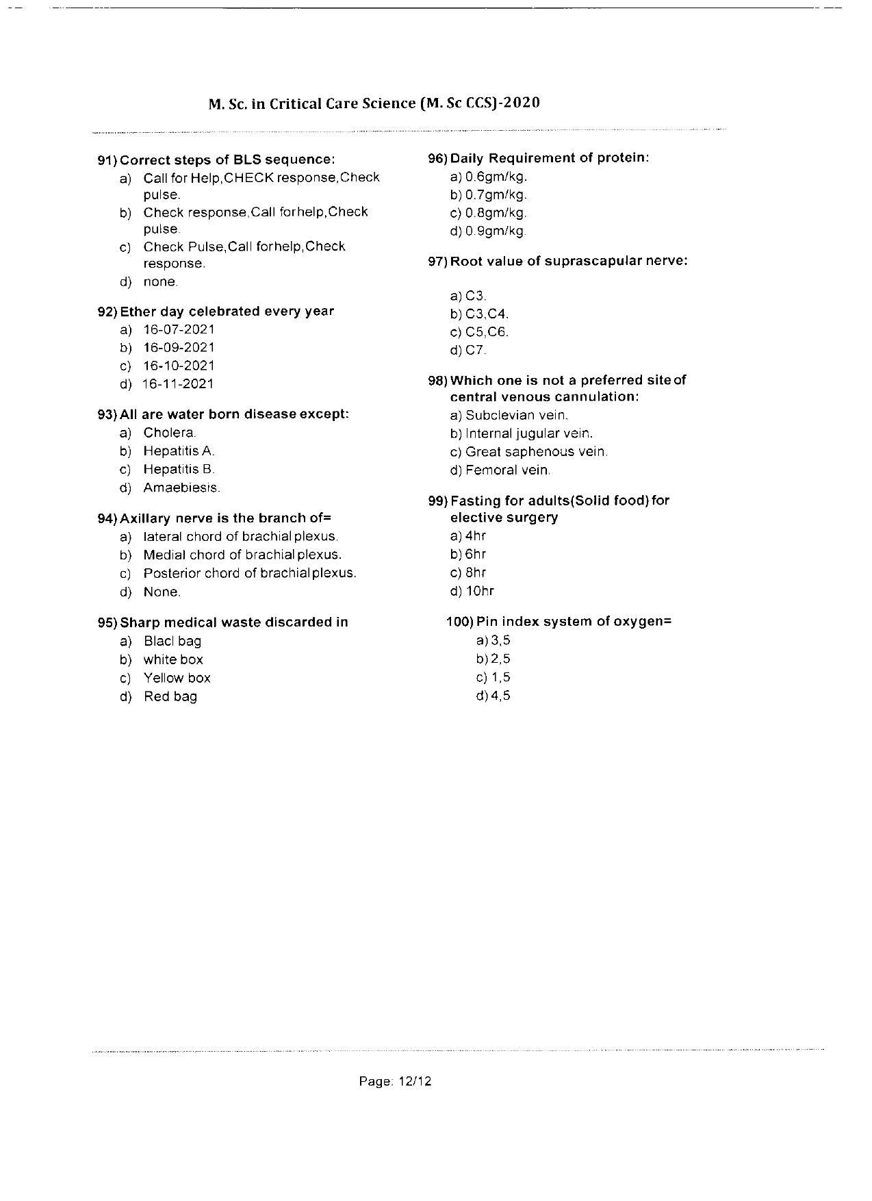 WBJEEB JEMAS (PG) 2020 MSc CCS Question Paper - Page 12