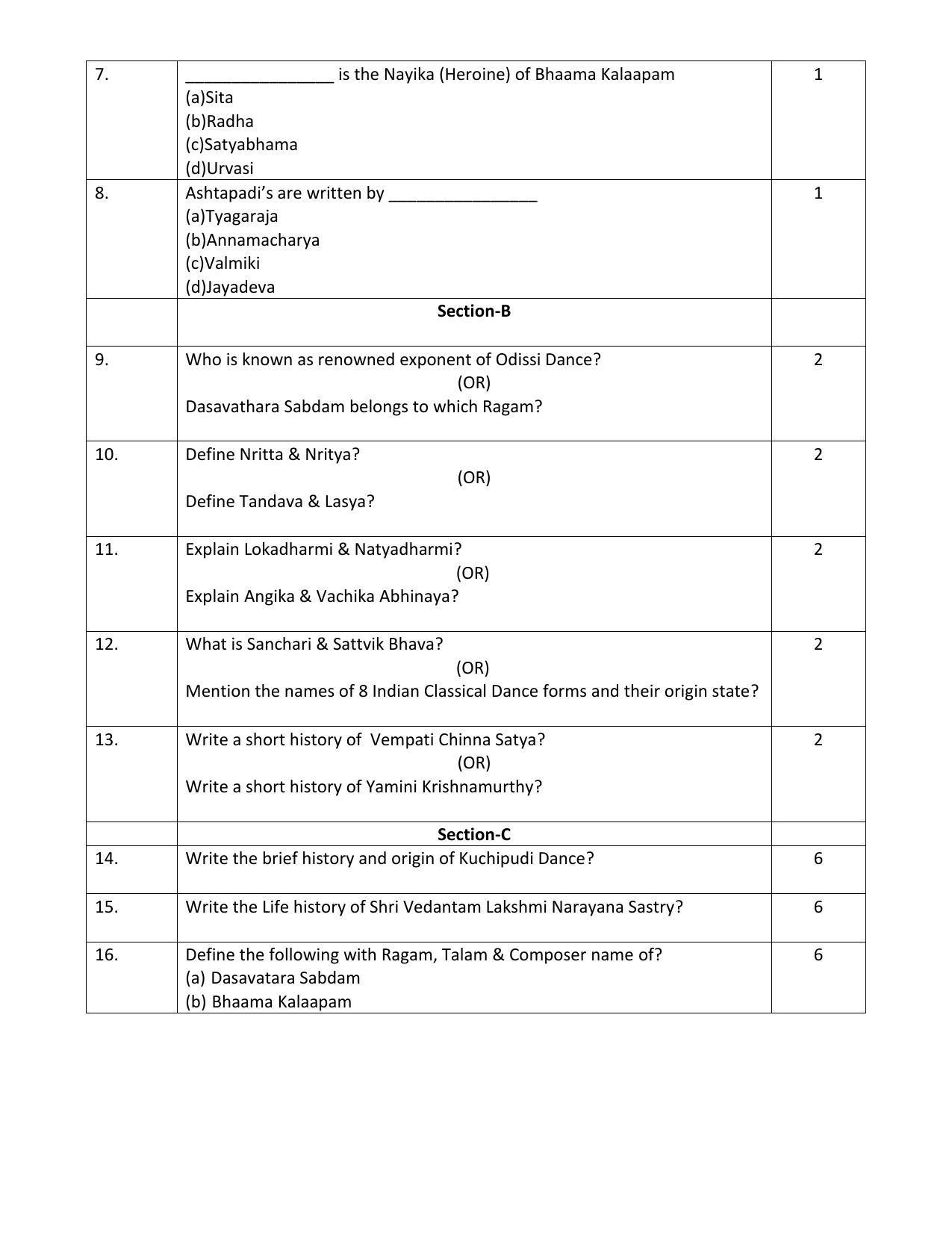 CBSE Class 12 Kuchipudi Sample Paper 2023 - Page 2