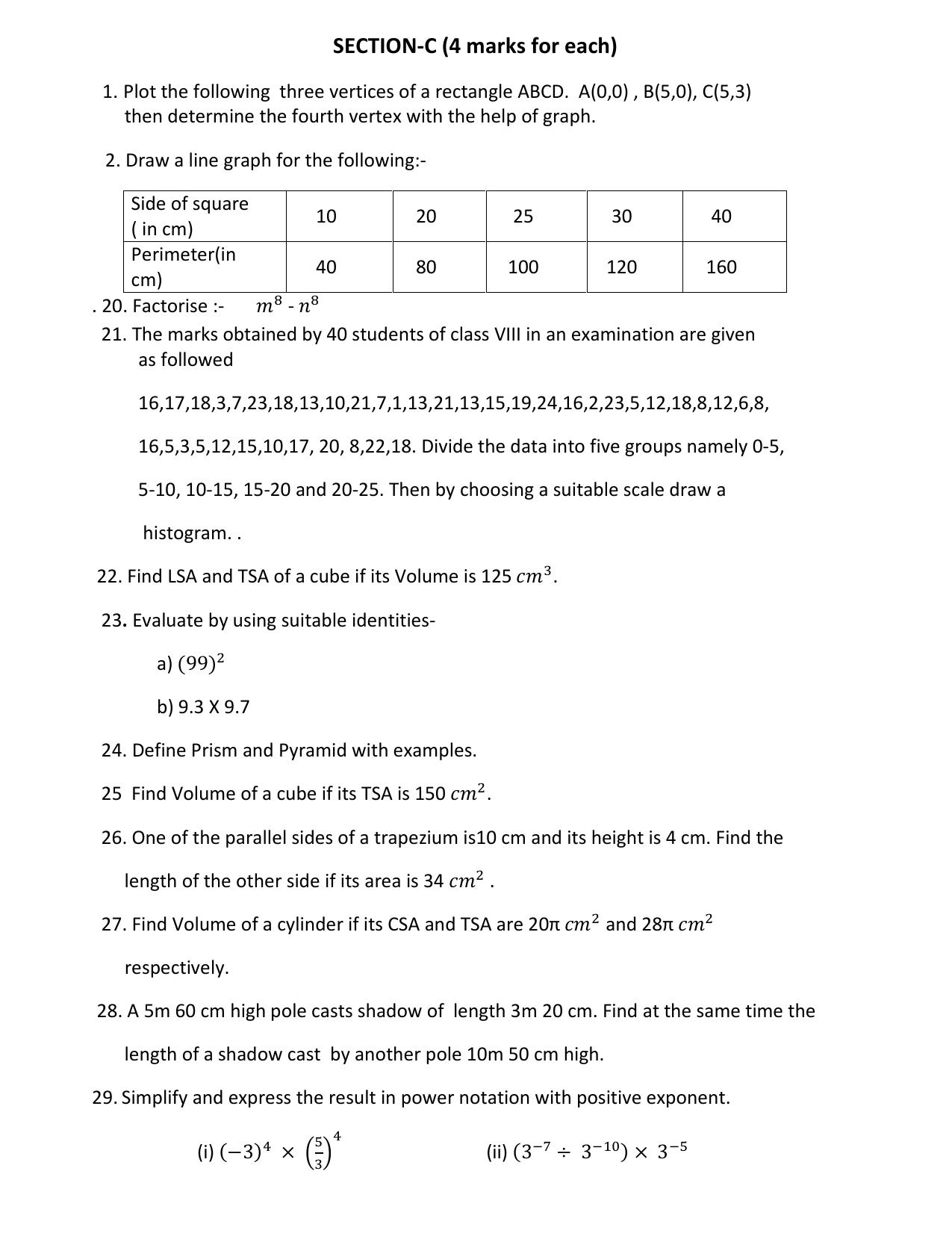 CBSE Worksheets for Class 8 Mathematics Assignment 16 - Page 2