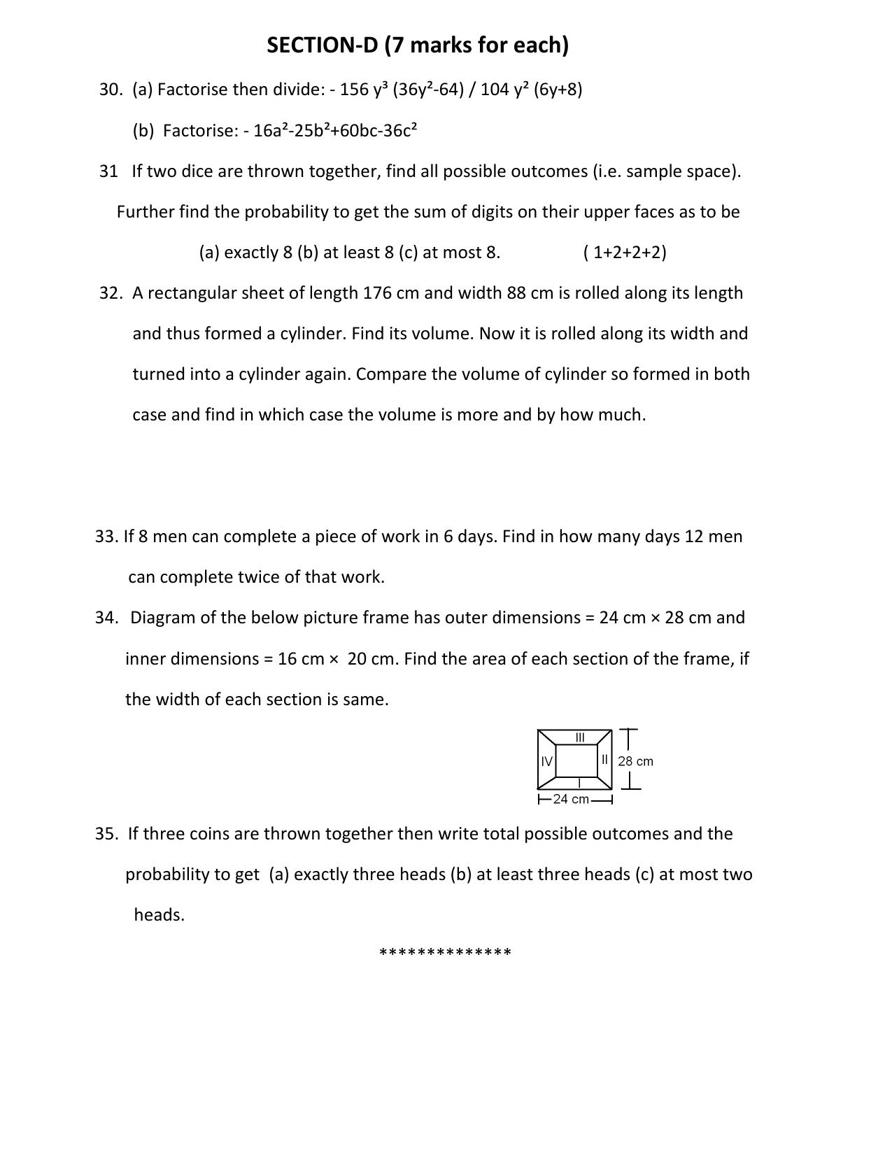 CBSE Worksheets for Class 8 Mathematics Assignment 16 - Page 3