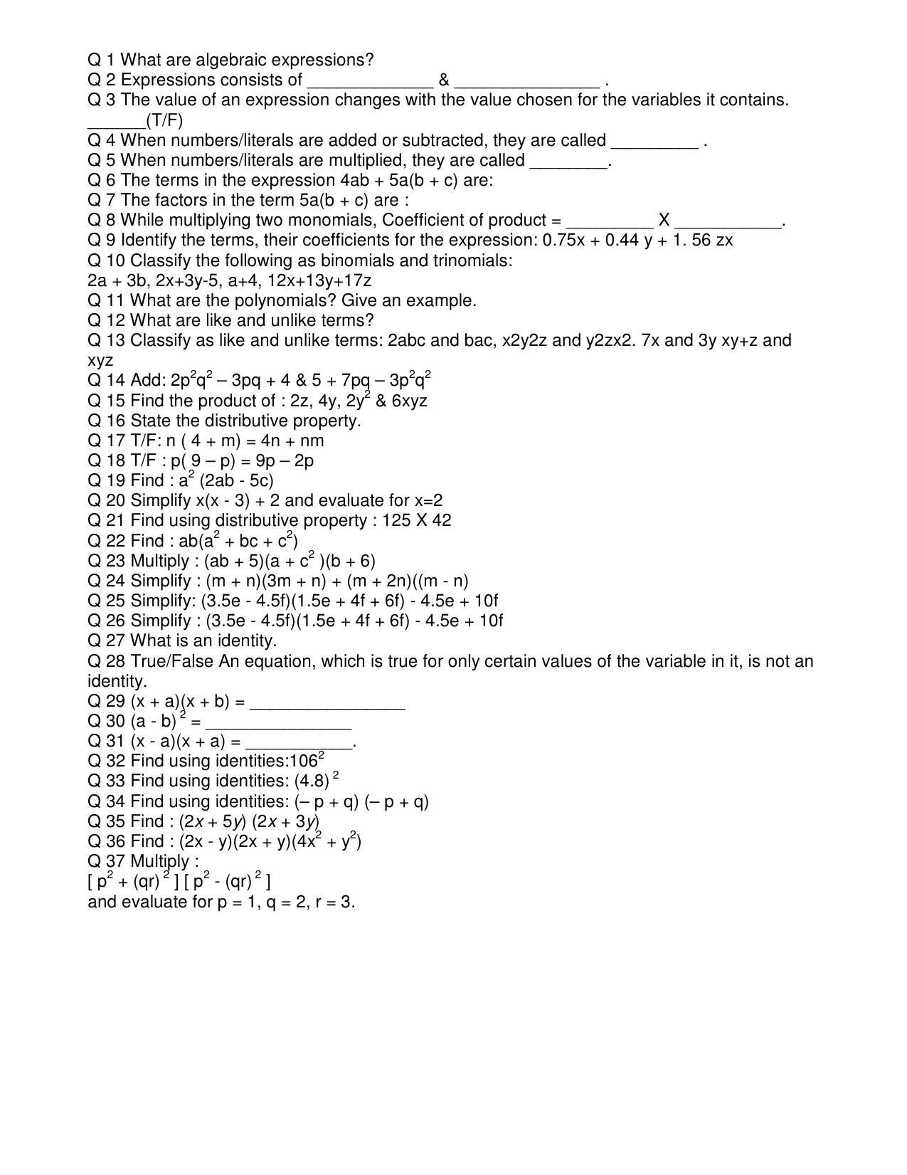 CBSE Worksheets for Class 8 Mathematics Assignment 16 - Page 5