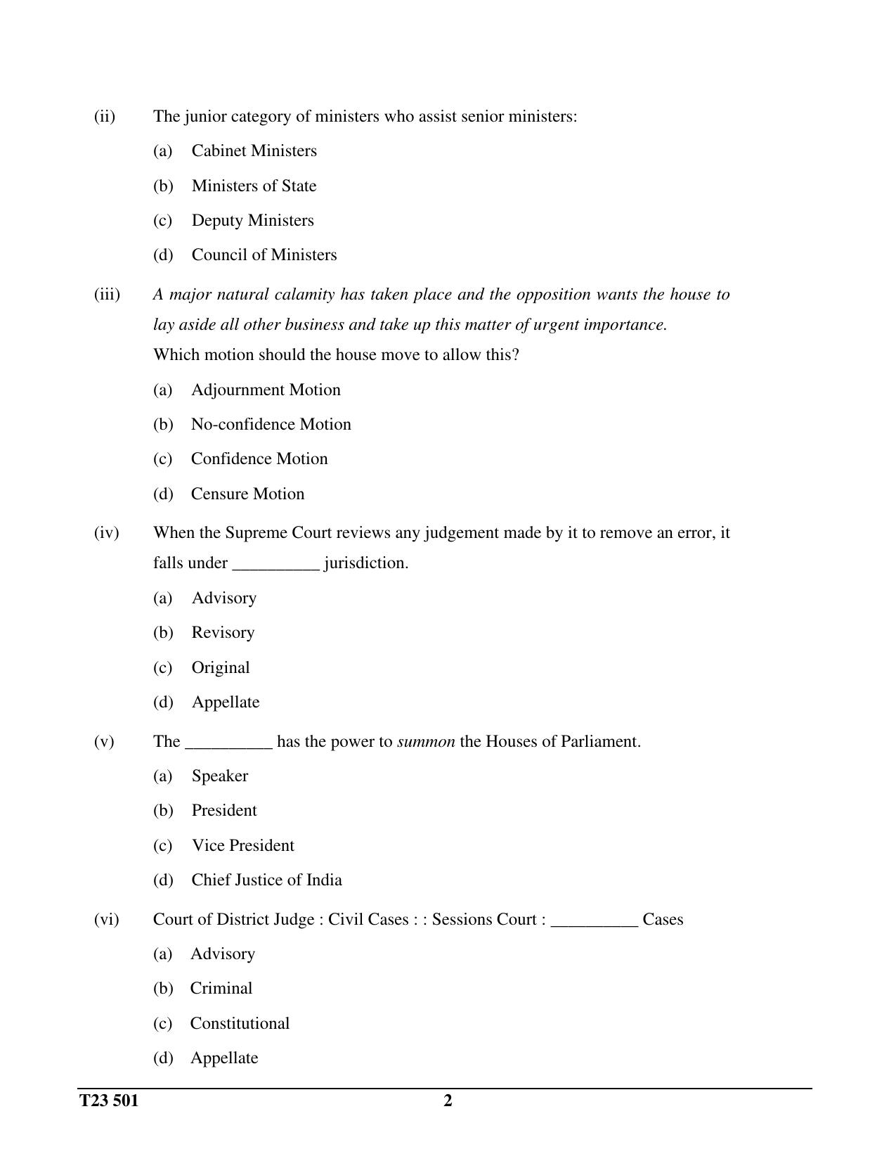ICSE Class 10 HISTORY & CIVICS 2023 Question Paper - Page 2