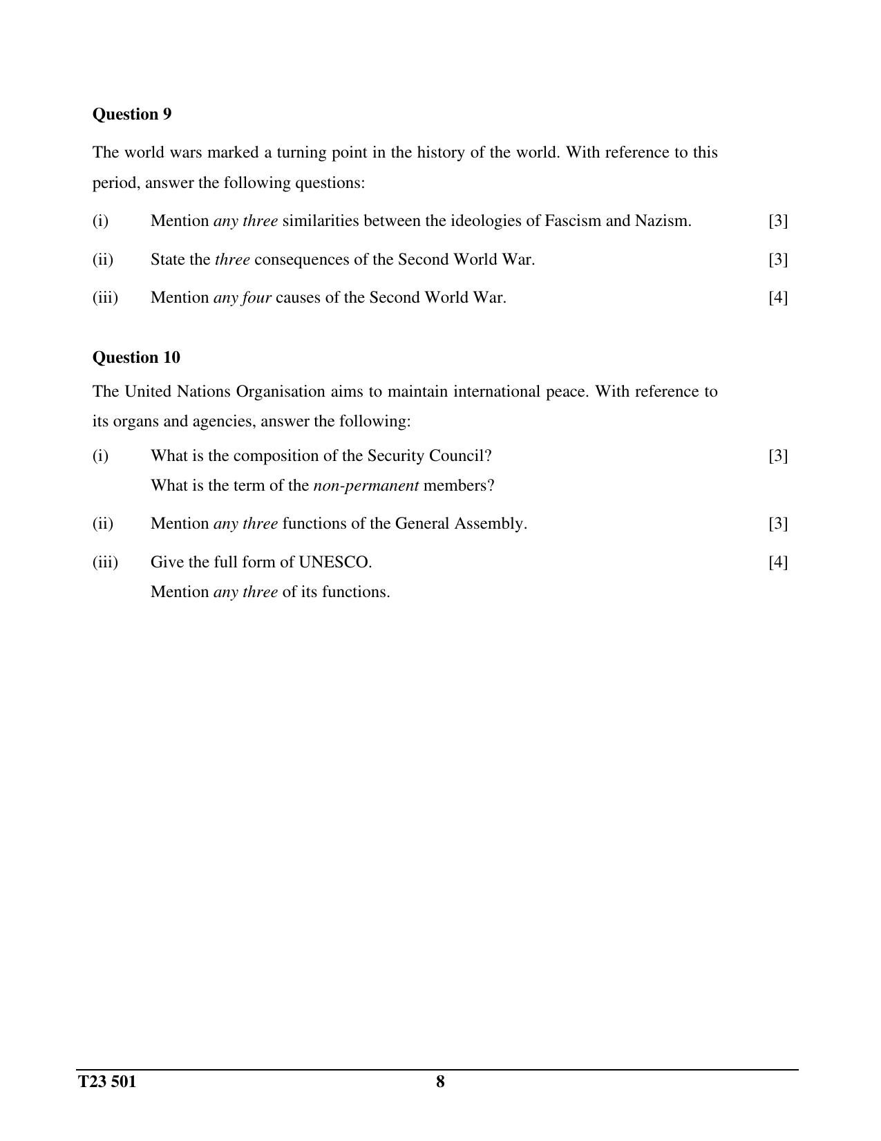 ICSE Class 10 HISTORY & CIVICS 2023 Question Paper - Page 8