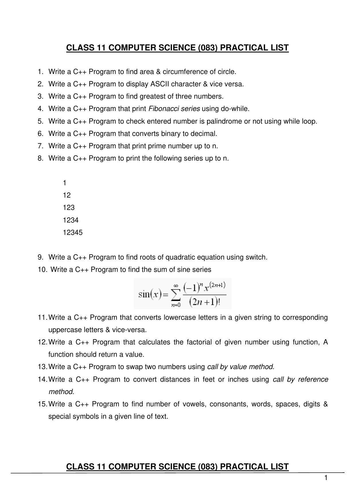 CBSE Worksheets for Class 11 Information Practices Question bank of all Chapters Assignment - Page 1