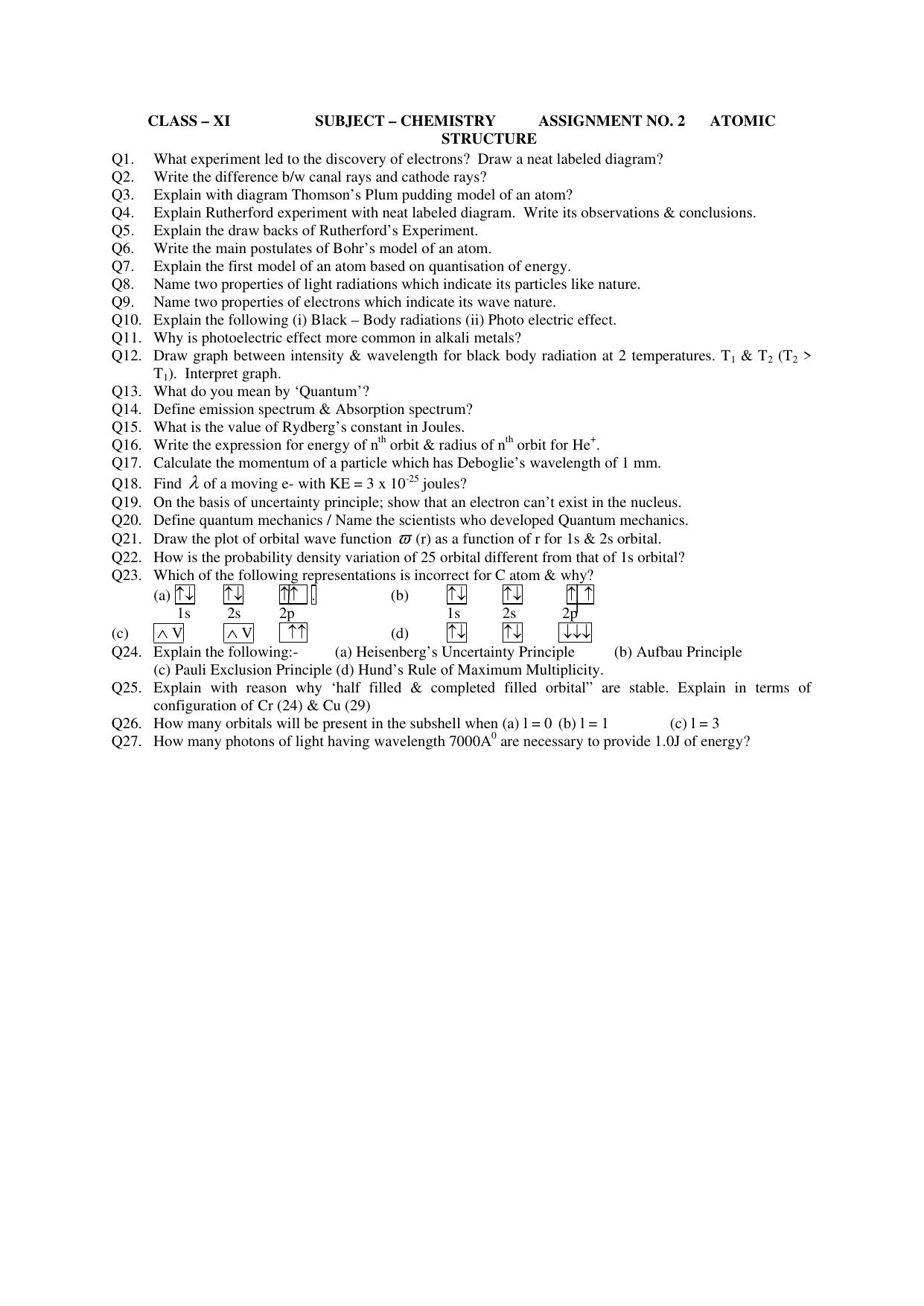 CBSE Worksheets for Class 11 Chemistry Assignment 3 - Page 1