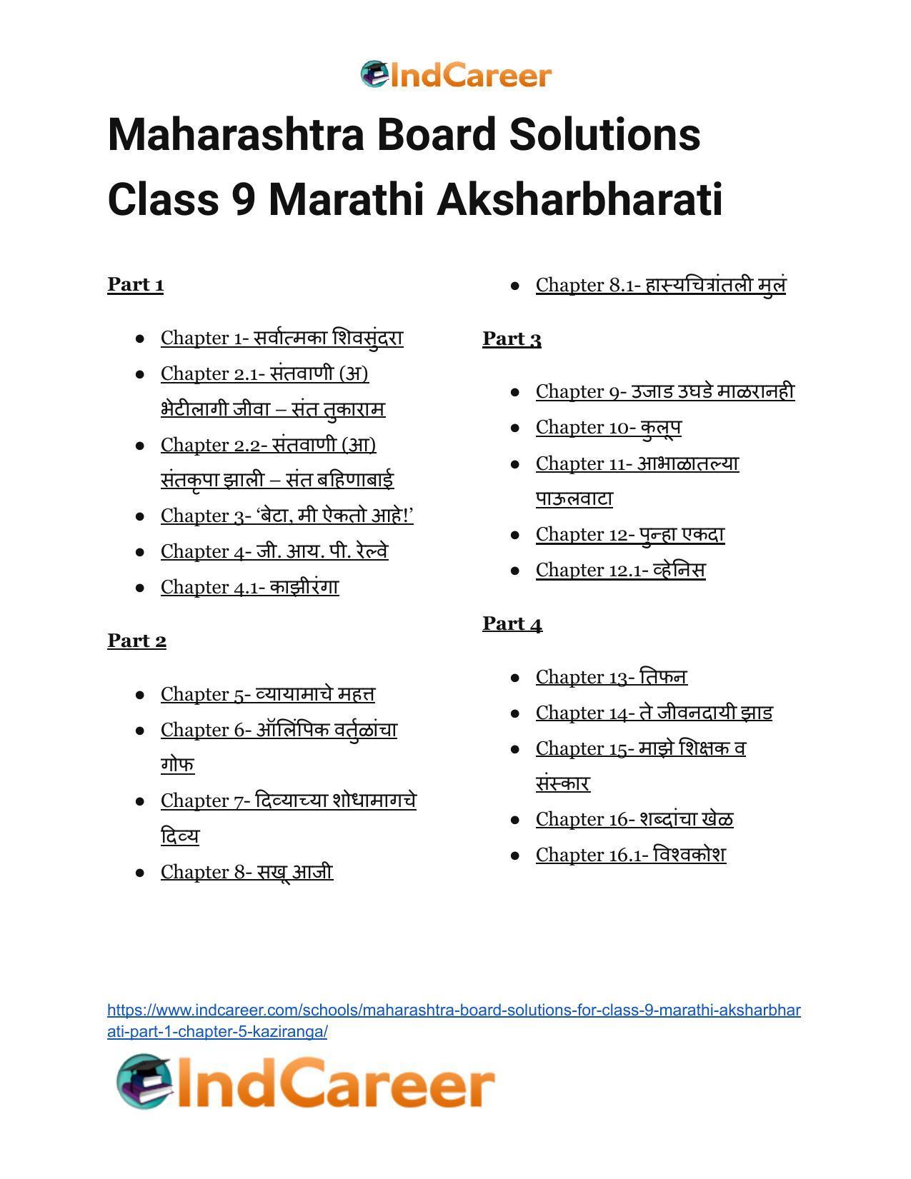 Class 9 Marathi Aksharbharati Solutions