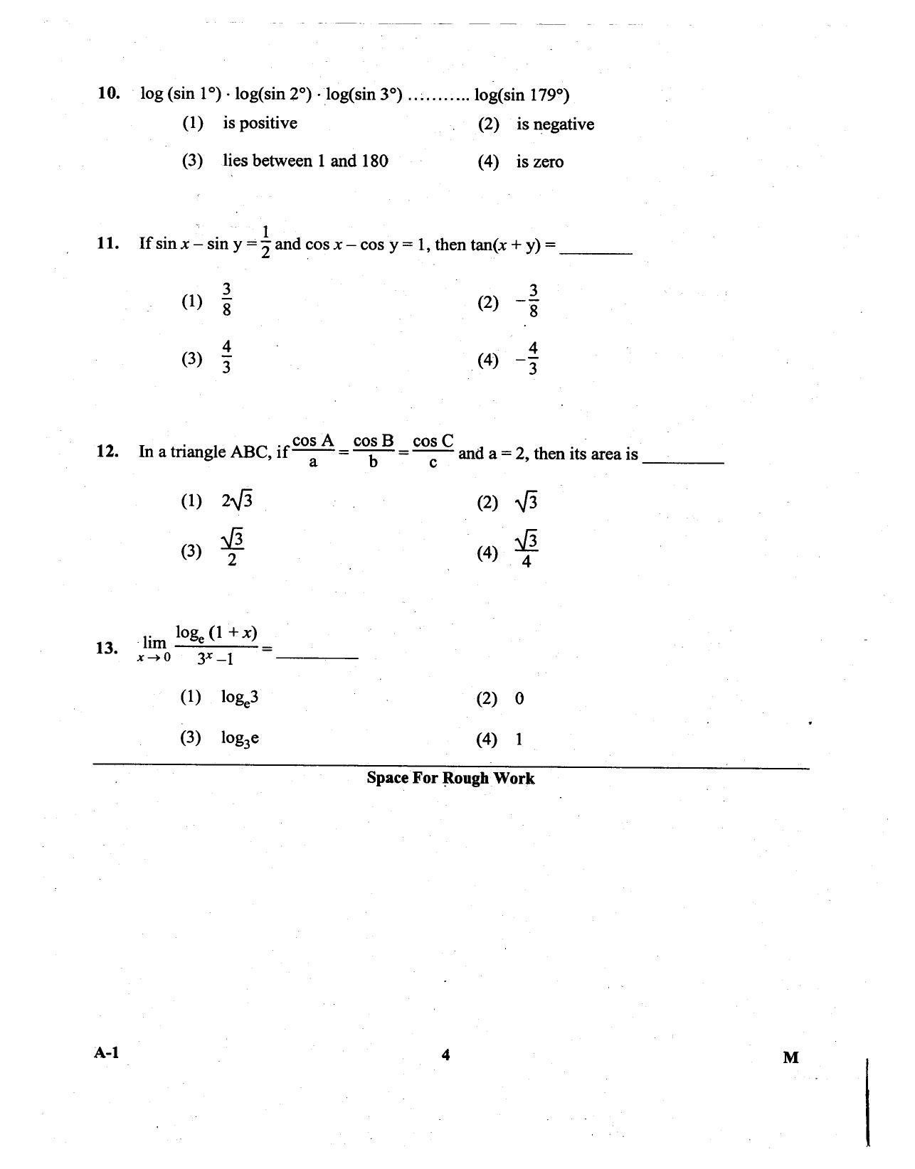 KCET Mathematics 2013 Question Papers - Page 4