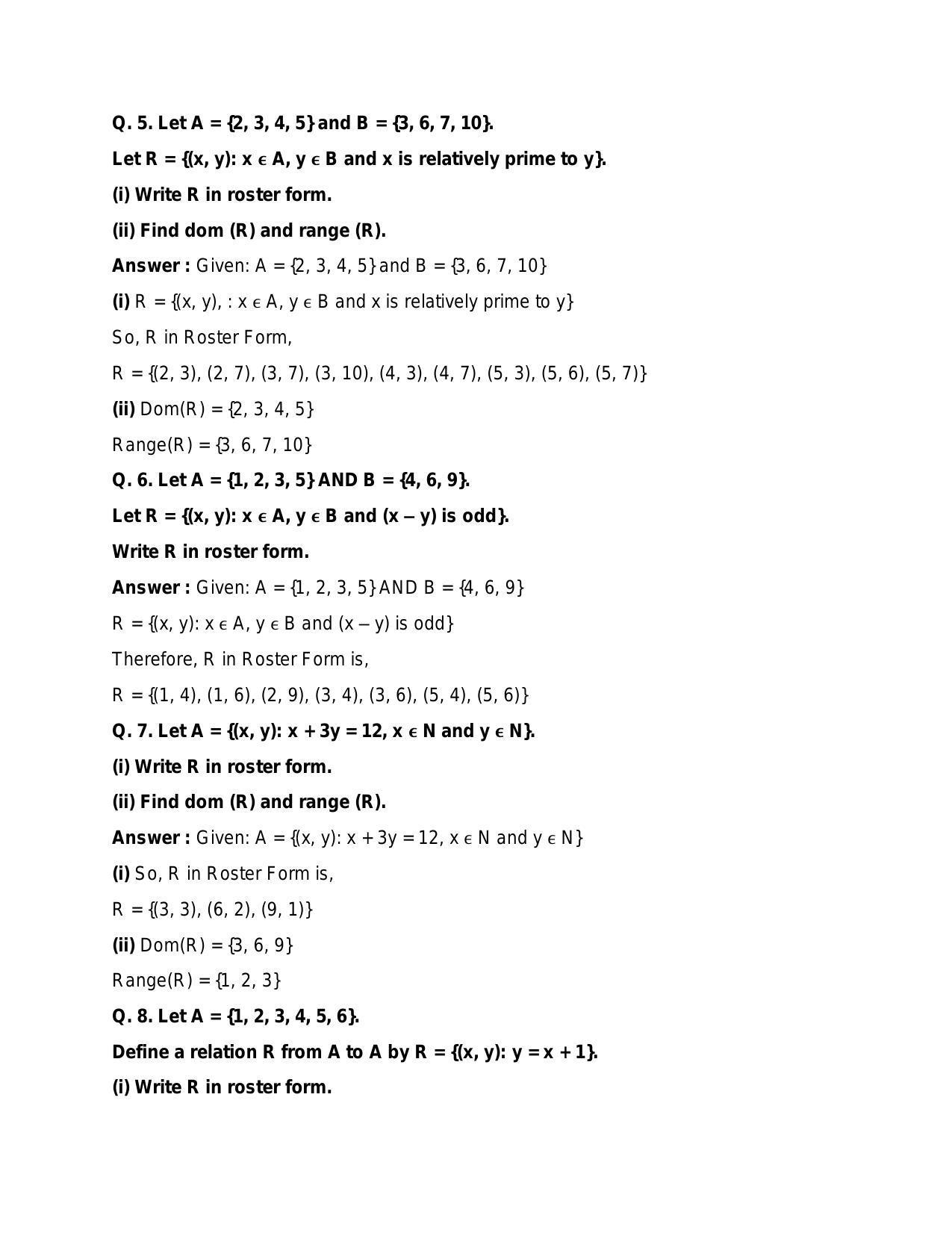 Chapter 2: Relations: RS Aggarwal Class 11 Solutions  - Page 27