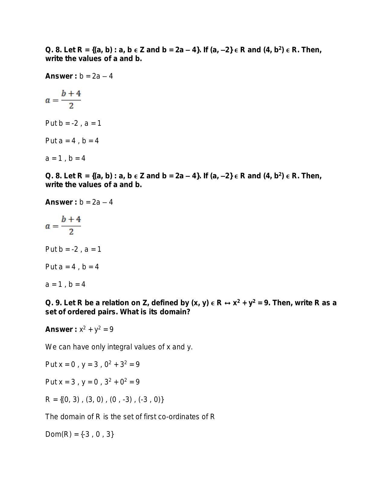Chapter 2: Relations: RS Aggarwal Class 11 Solutions  - Page 36