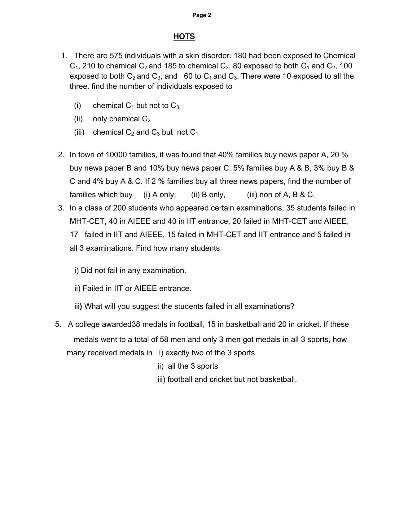 CBSE Worksheets for Class 11 Mathematics Sample Paper 2014 Assignment 3 - Page 2