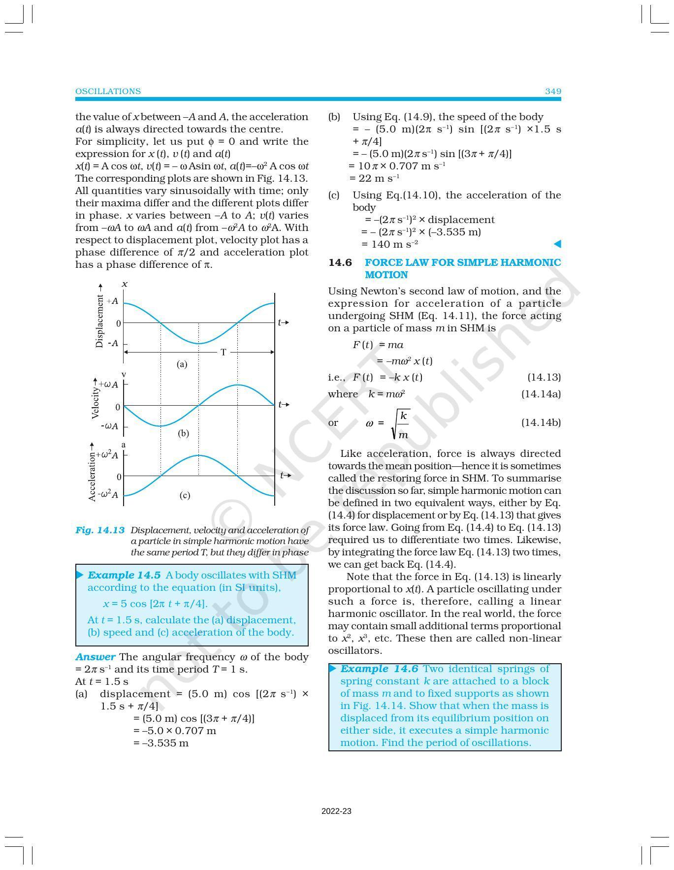 NCERT Book For Class 11 Physics Chapter 14 Oscillations