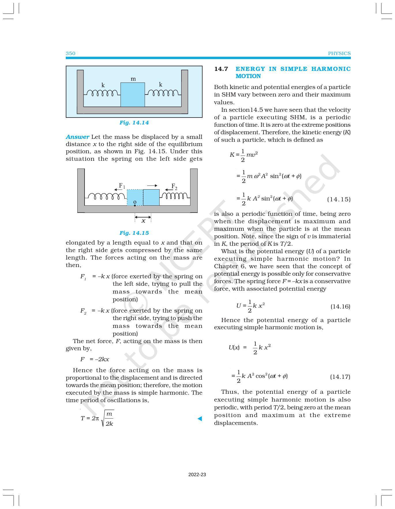 NCERT Book for Class 11 Physics Chapter 14 Oscillations - Page 10