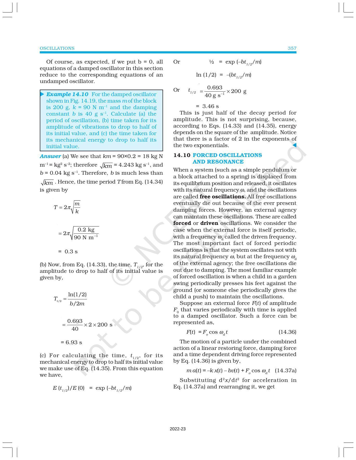 NCERT Book For Class 11 Physics Chapter 14 Oscillations