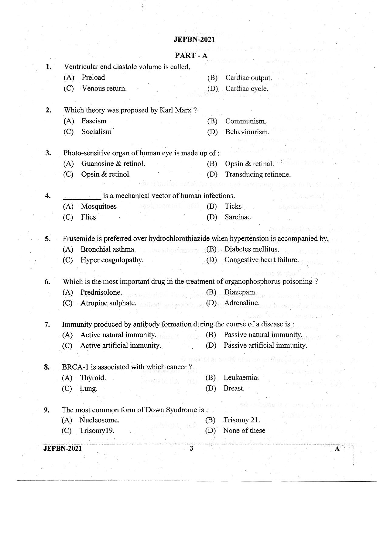 WBJEE JEPBN 2021 Question Paper - Page 3