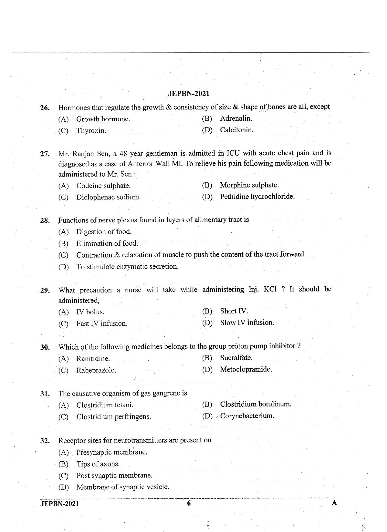 WBJEE JEPBN 2021 Question Paper - Page 6