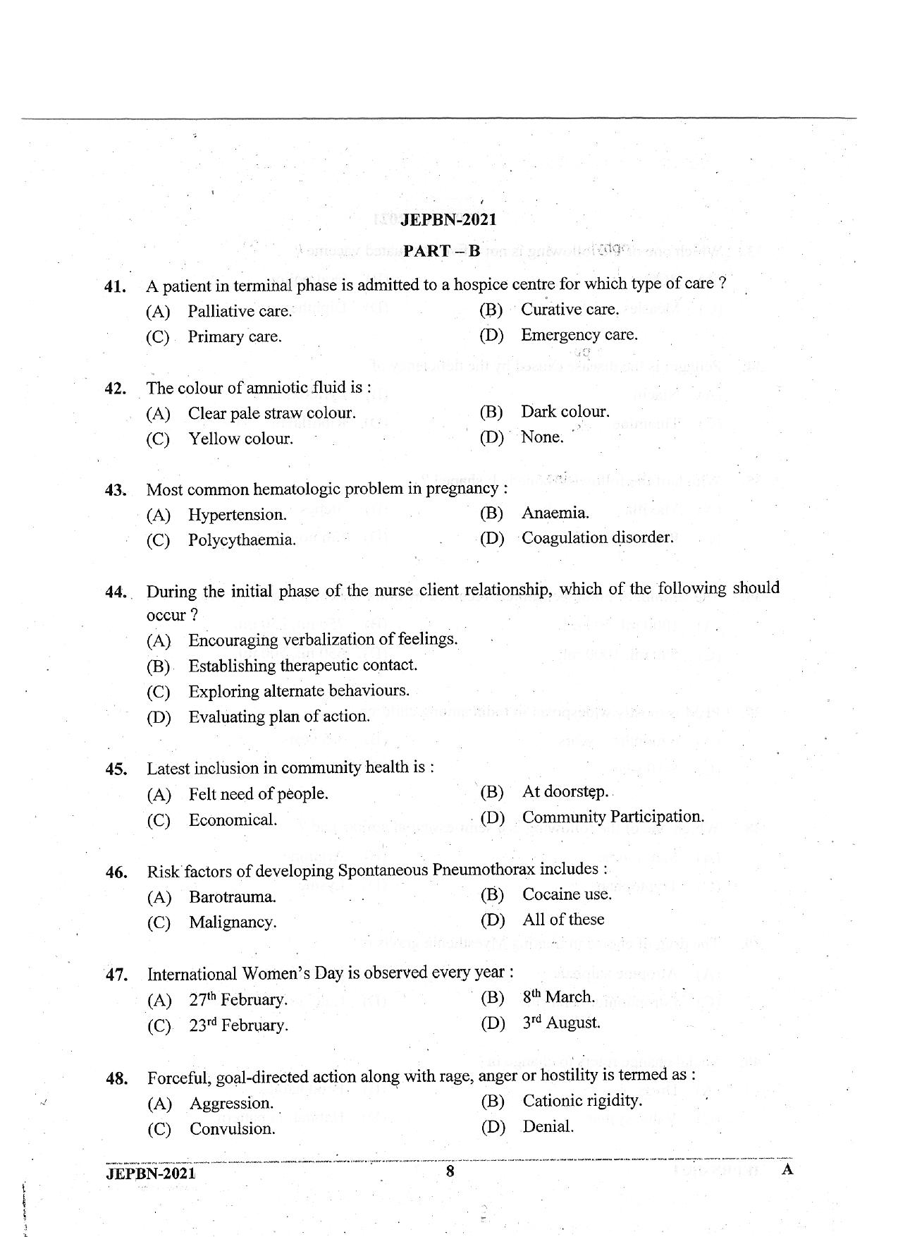 WBJEE JEPBN 2021 Question Paper - Page 8