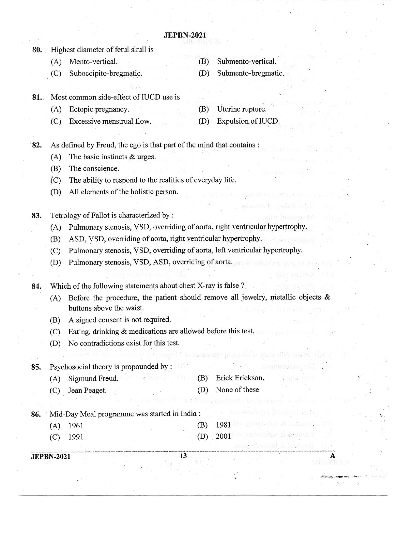 WBJEE JEPBN 2021 Question Paper - Page 13